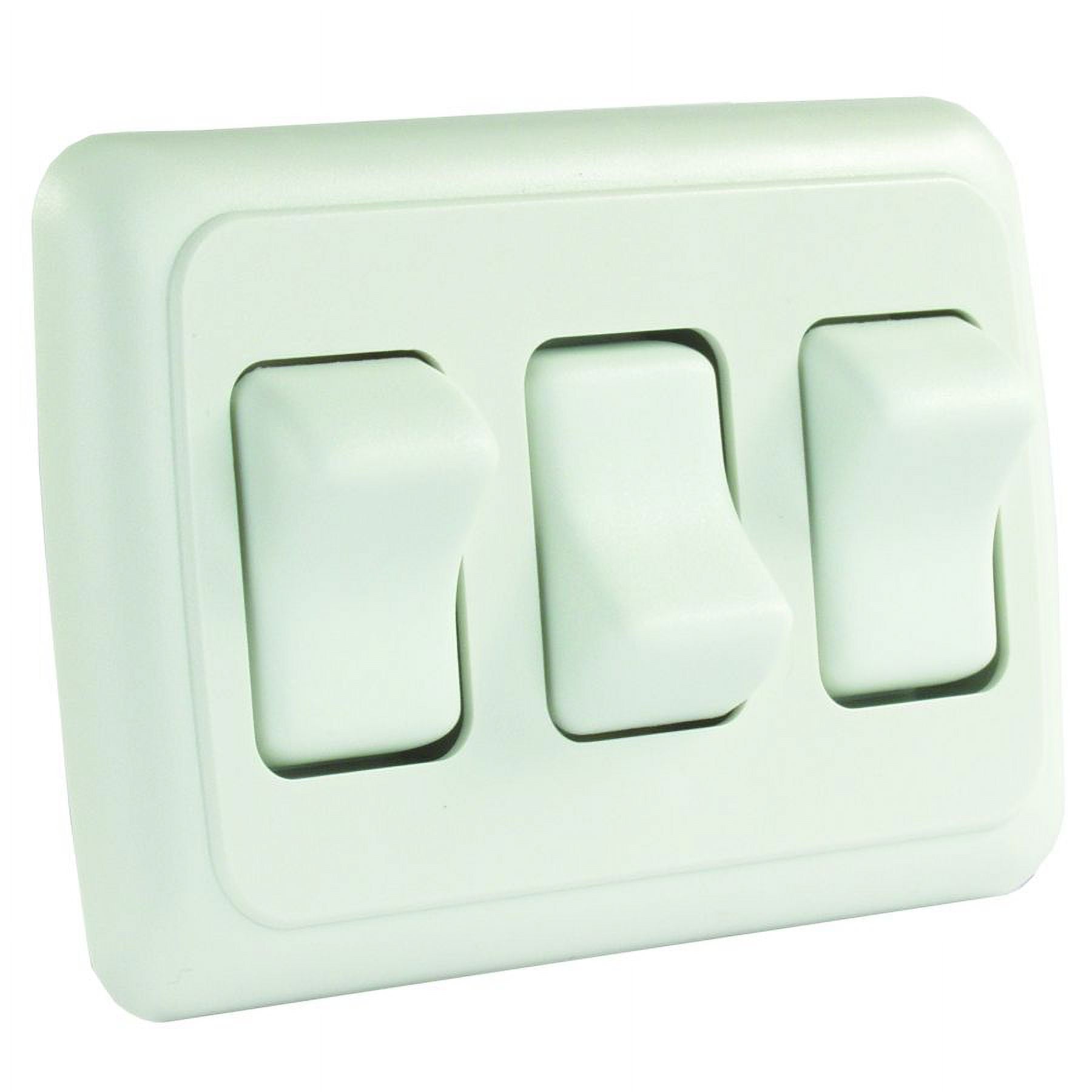 JR Products 12025 On/Off Switch with Bezel - Triple Switch, White