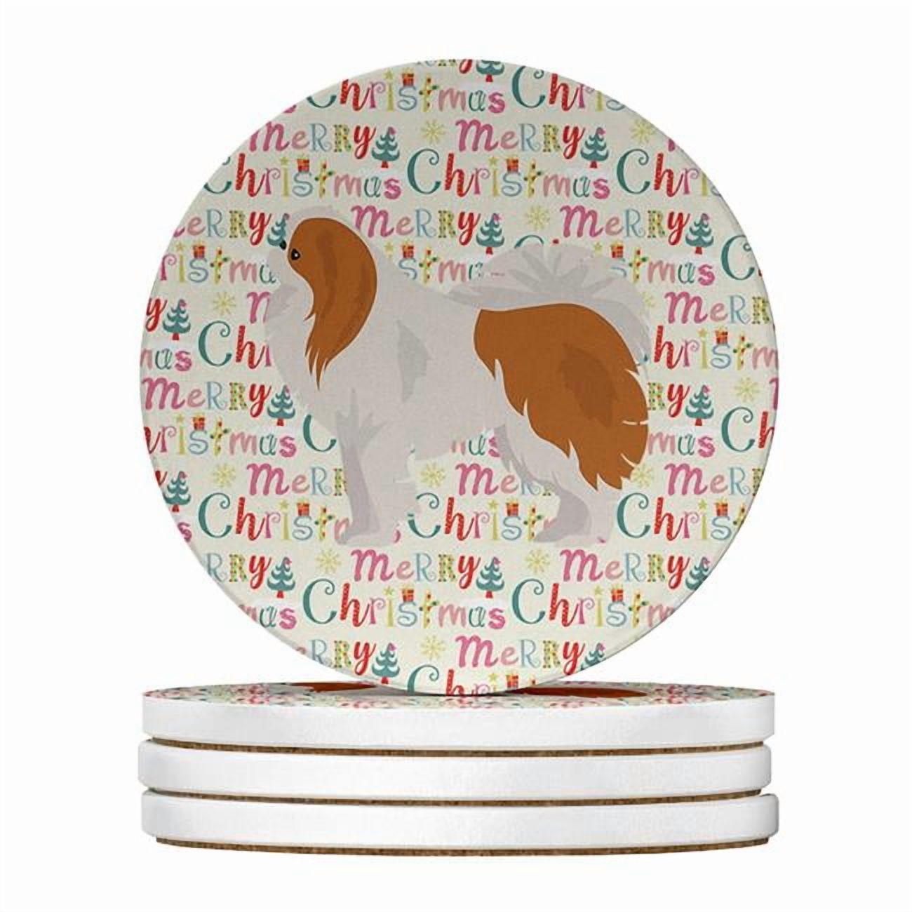 Japanese Chin #1 Merry Christmas Large Sandstone Coasters Pack of 4 4 in x 4 in
