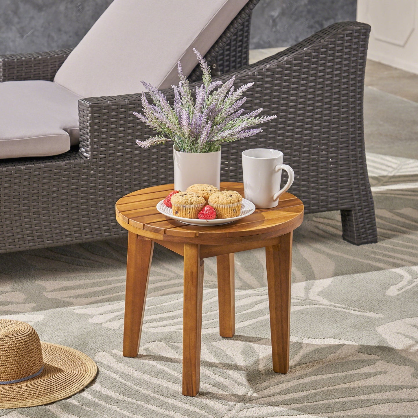 Mesa Auxiliar de Exterior de Madera de Acacia Mara, Gris