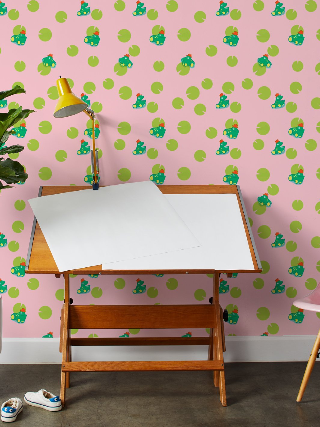 Jolly Jumper and Lily Removable Vinyl Wallpaper By Fisher-Price - Pink