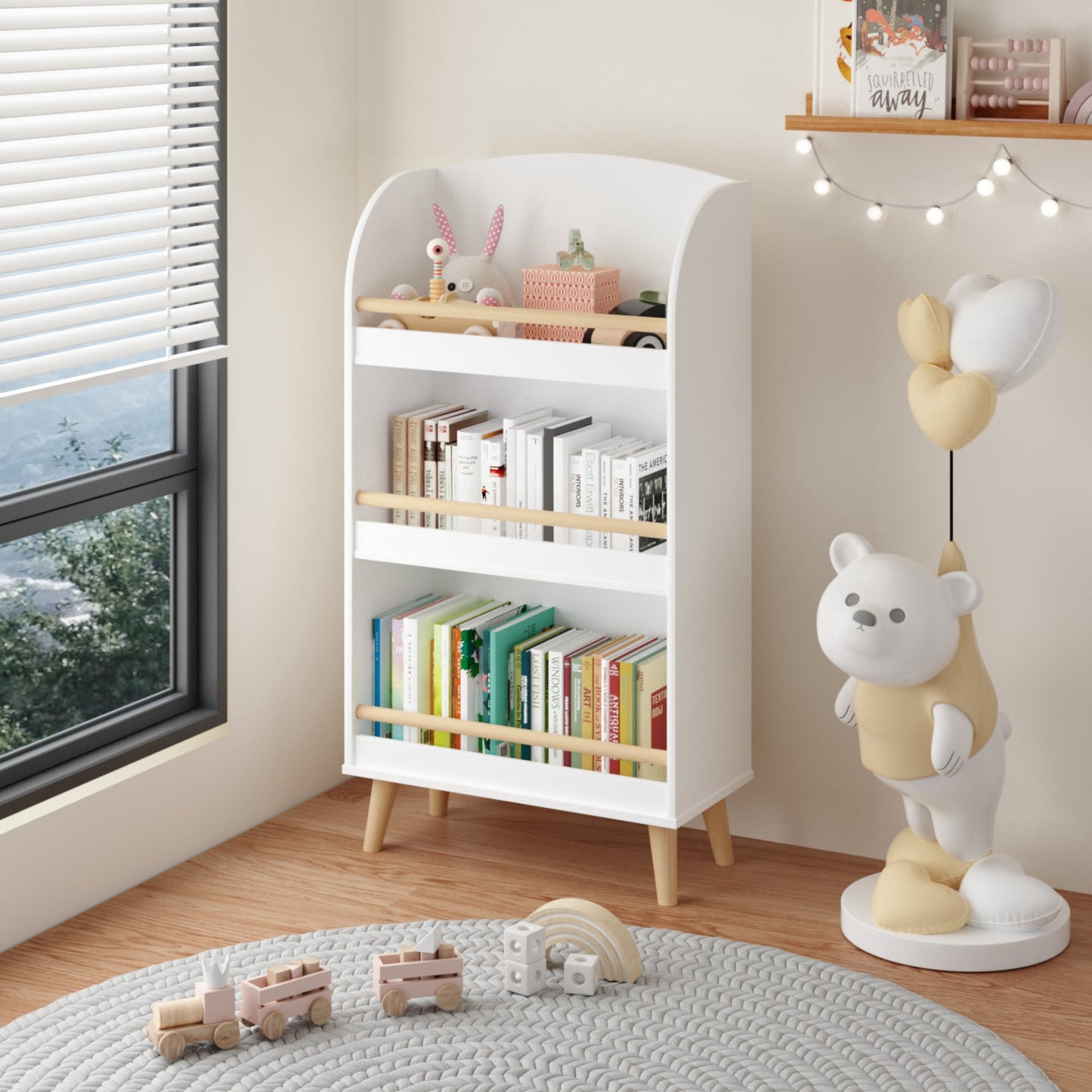Jopath 3-Tier Bookcase,Kids Bookshelf &BToy Storage Cabinet Organizer,White 02