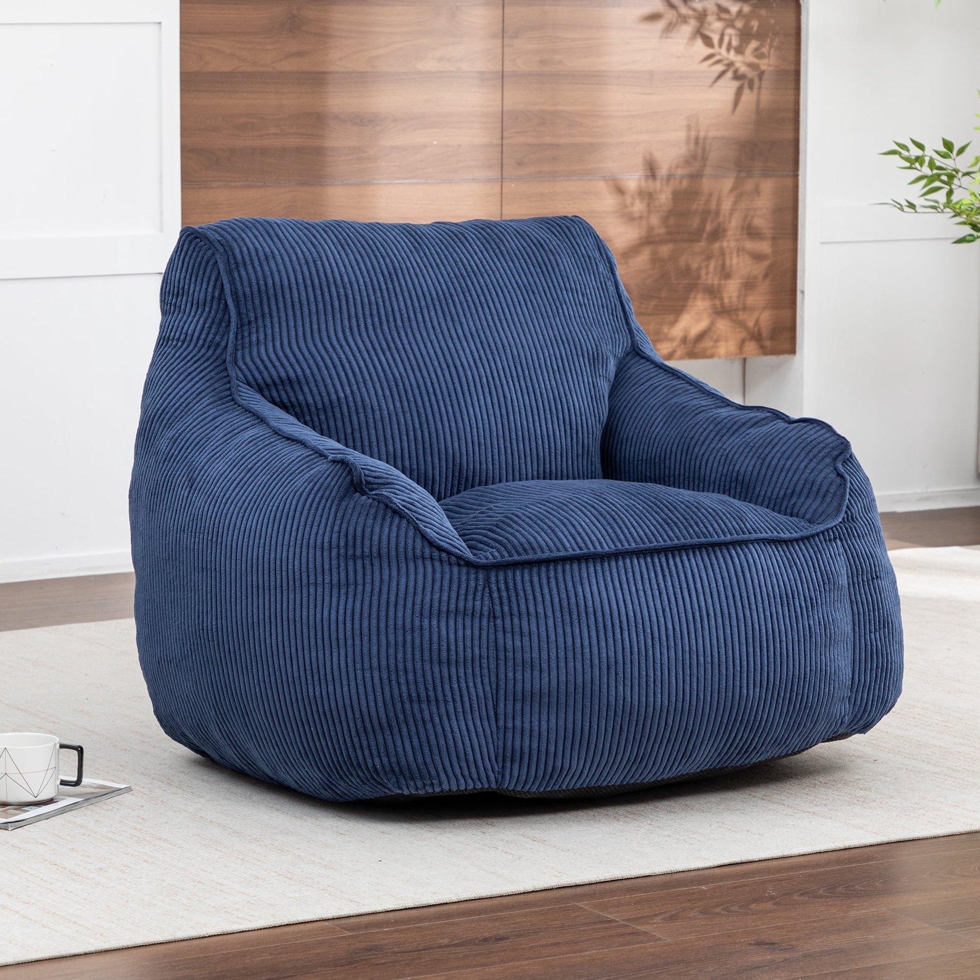 Jopath Giant Bean Bag Chair,Comfy Corduroy Large Bean Bag Chair Sofa with Armrests for Adults Teens,Lazy Sofa Couch Chairs with Filler Included for Bedroom Living Room,Dark Blue