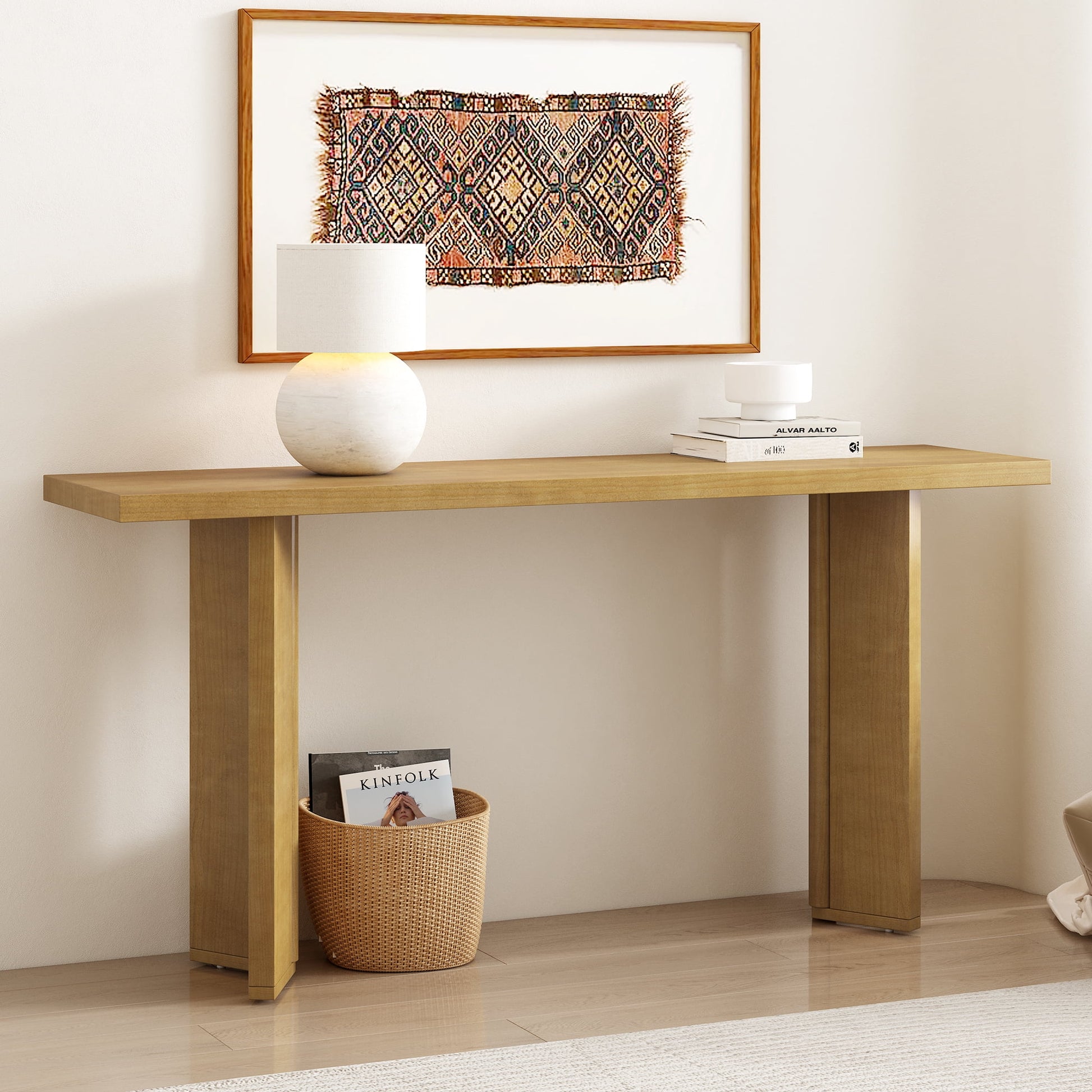 Jopath Modern Wooden Console Table,63" W Entryway Table with Storage Shelf for Living Room,Entryway,Natural