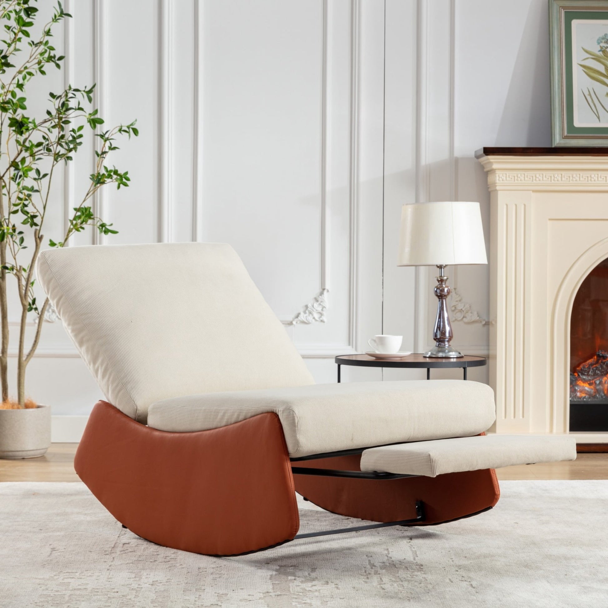 Jopath Rocking Chair Recliner, Comfy Rocker Chair with Footrest Upholstered Lounge Chair for Relaxing Resting Soft Padded Rocker for Indoor Living Room Bedroom