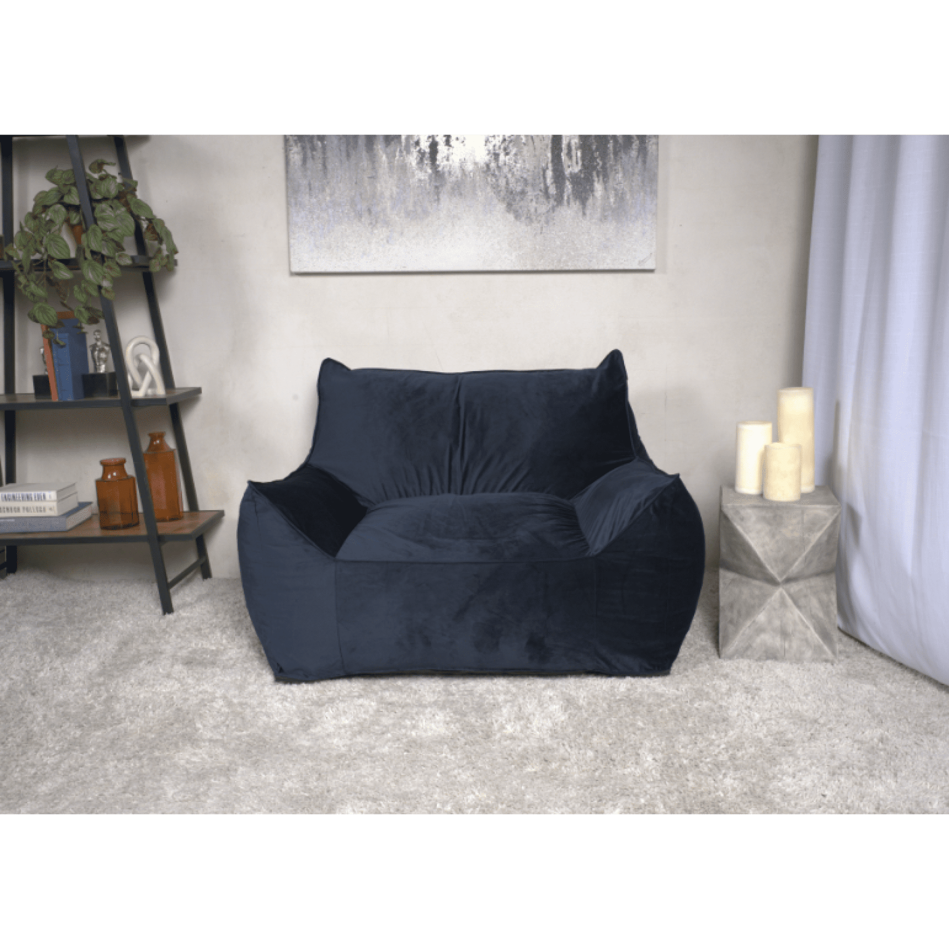 Jopath Velveteen Bean Bag Chair Foam Filler Large Beanbags Lazy Sofa With Armrests Removable Covers With Safety Zippers Foam Filled For Bedroom Living Room Blue