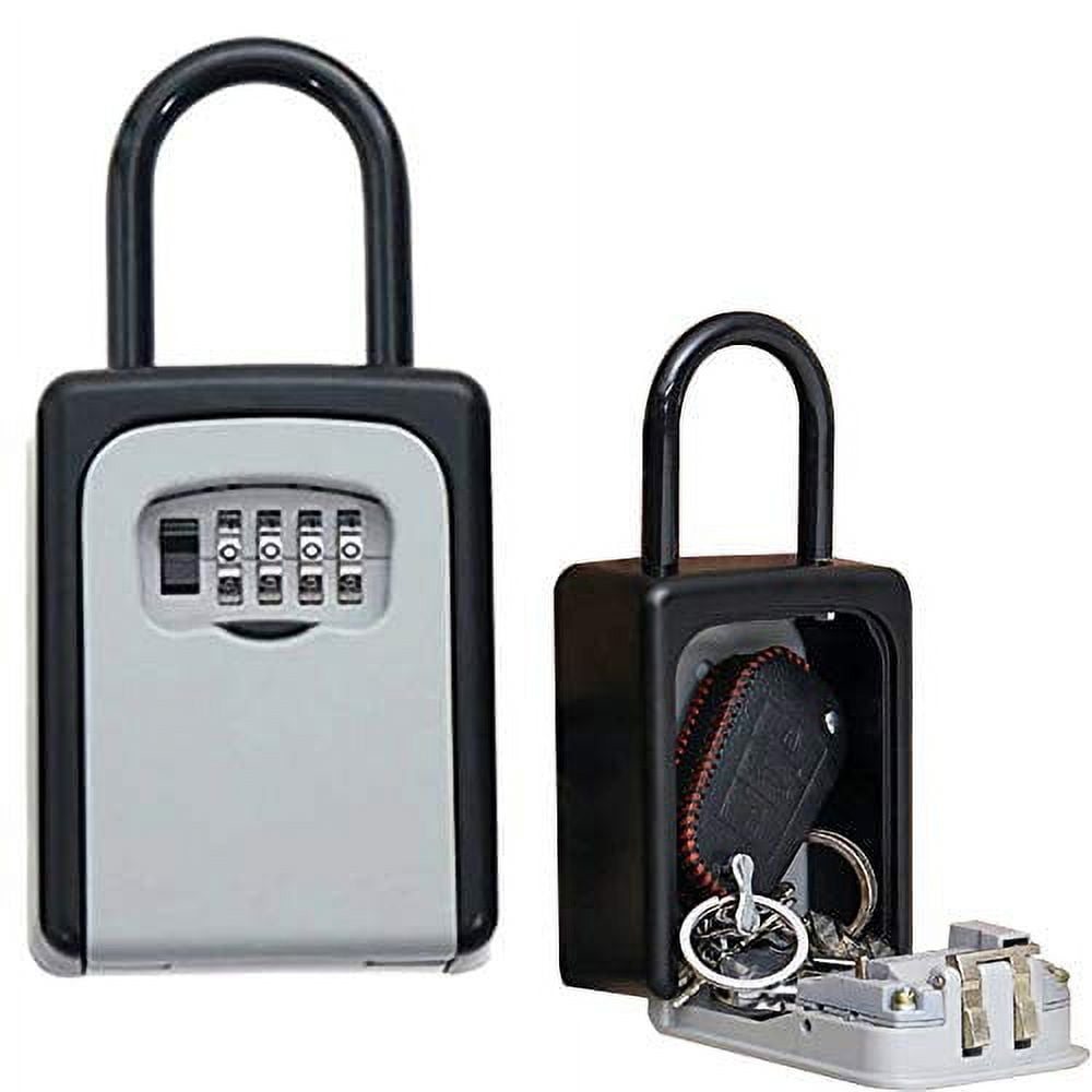 K-Cliffs Heavy Duty Metal Key Lock Box Portable 4 Digit Combination Key  Realtor's Open House Holds up to 5 Keys