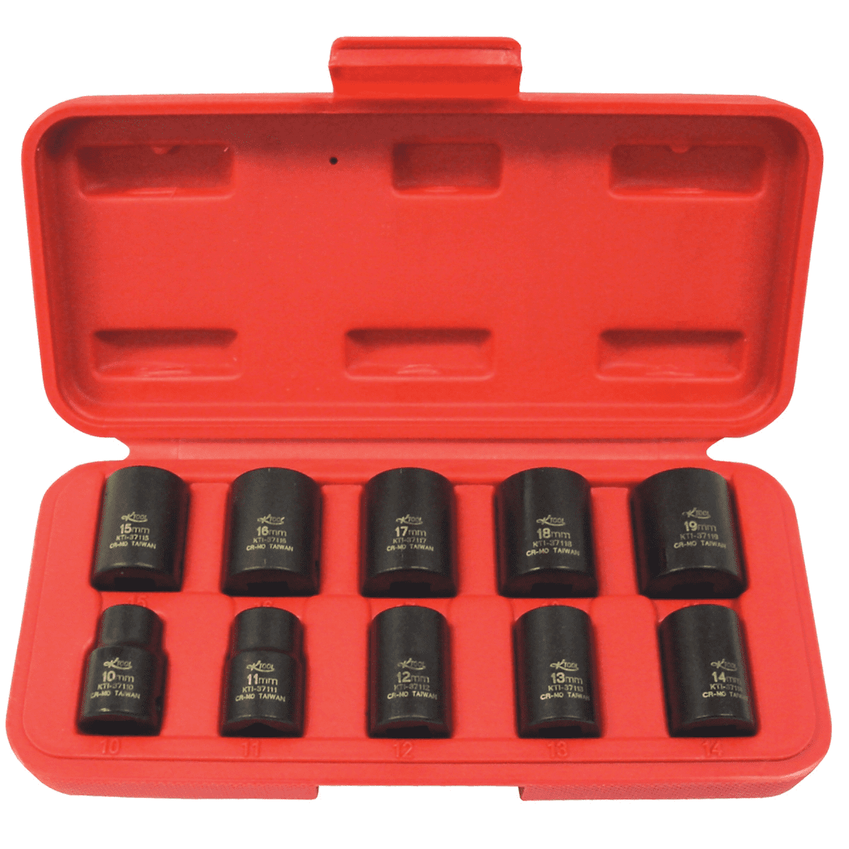 K-Tool 37100 10-pc 3/8" Drive 6pt Metric Standard/Short Impact Socket Set