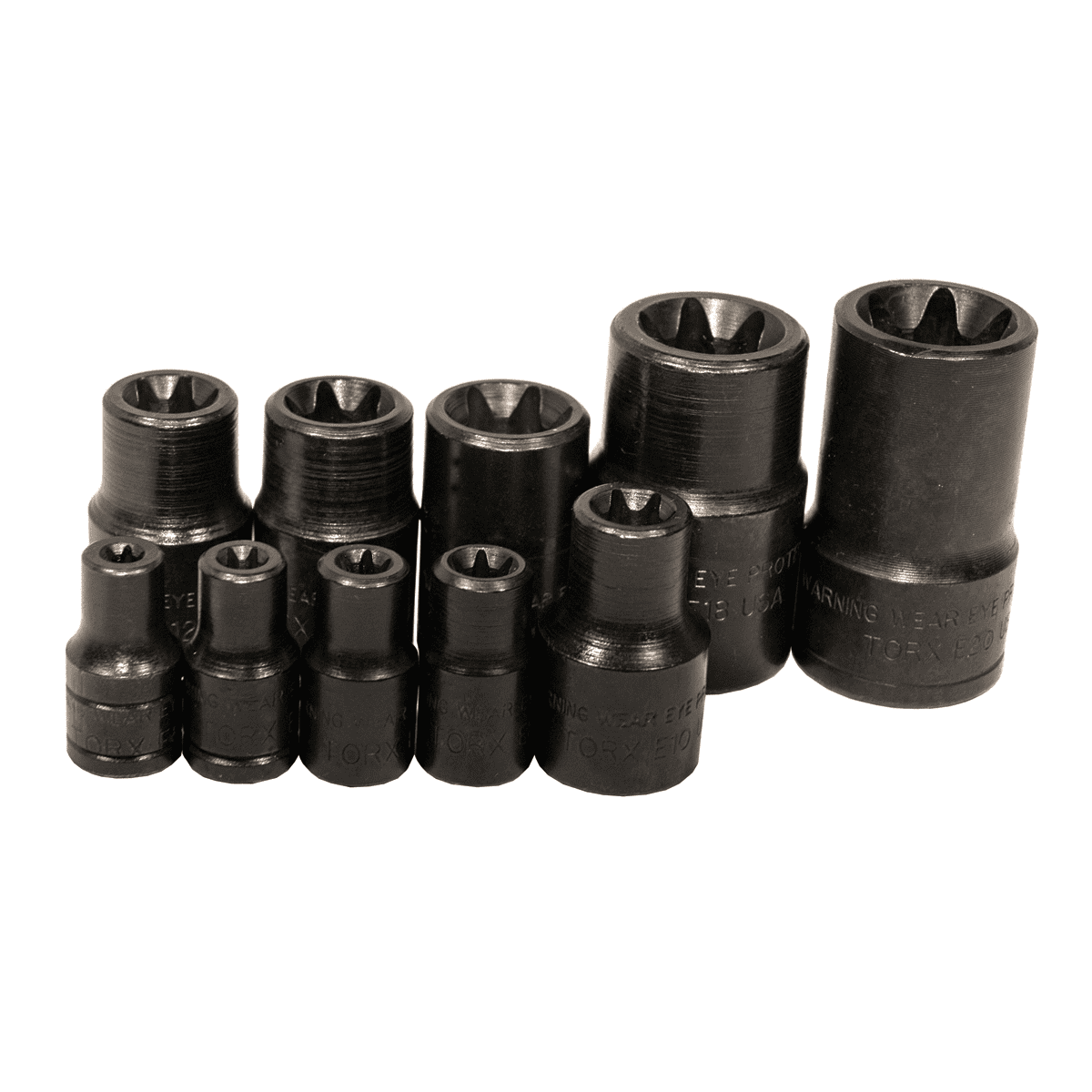 K Tool International E TORX, E5-E20 Chrome Vanadium Finish Socket Wrench & Set, 10 Piece
