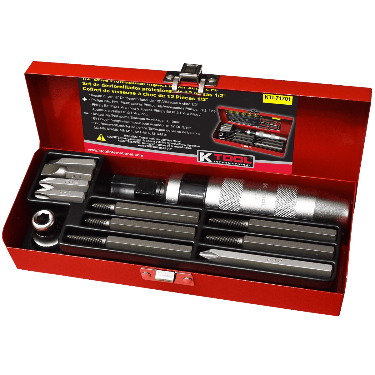 K Tool International KTI71701, Â½ Inch Impact Driver, 12 Piece