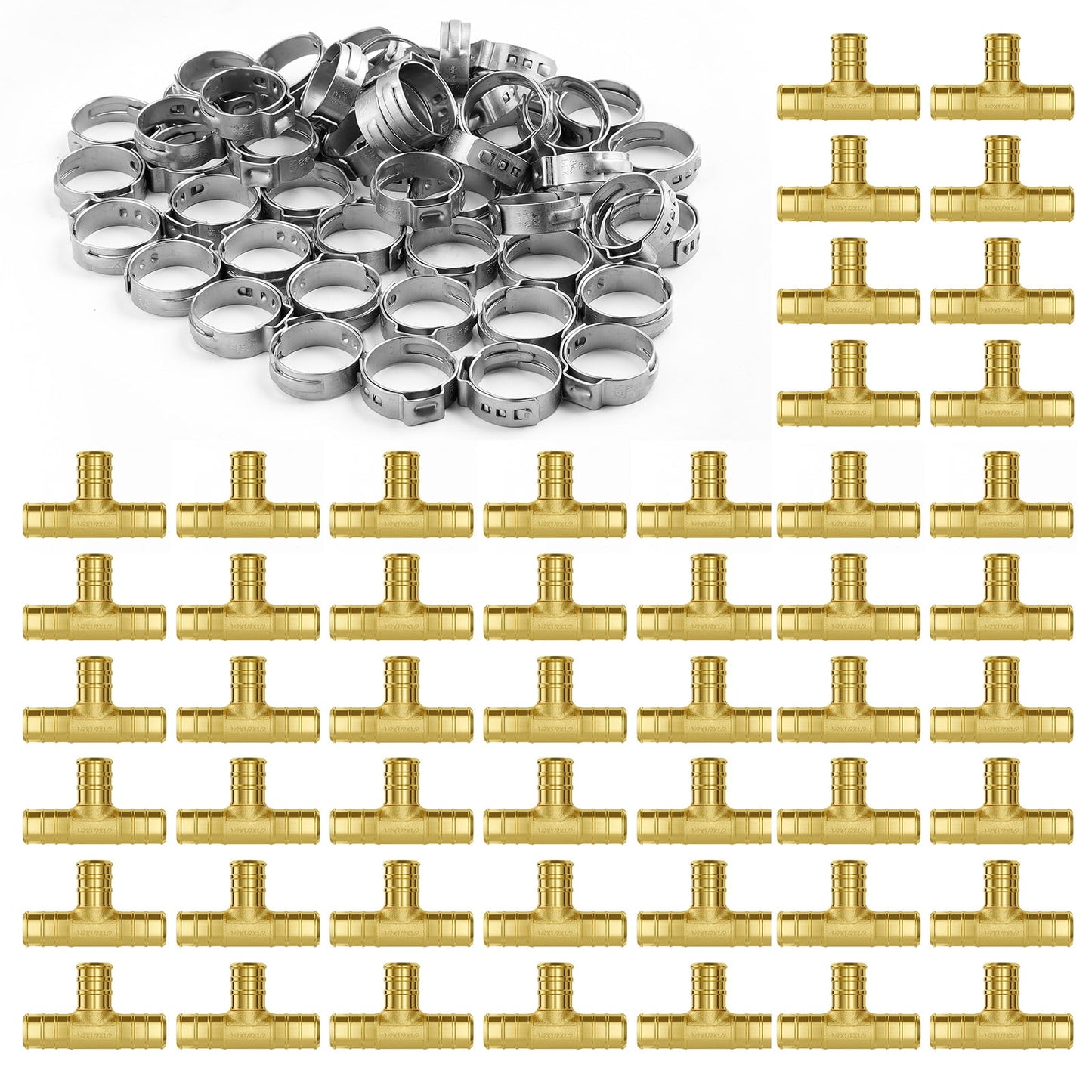 KFFKFF Pipe Fittings 1/2" 48X13X30.5 Mm Brass, 50PCS