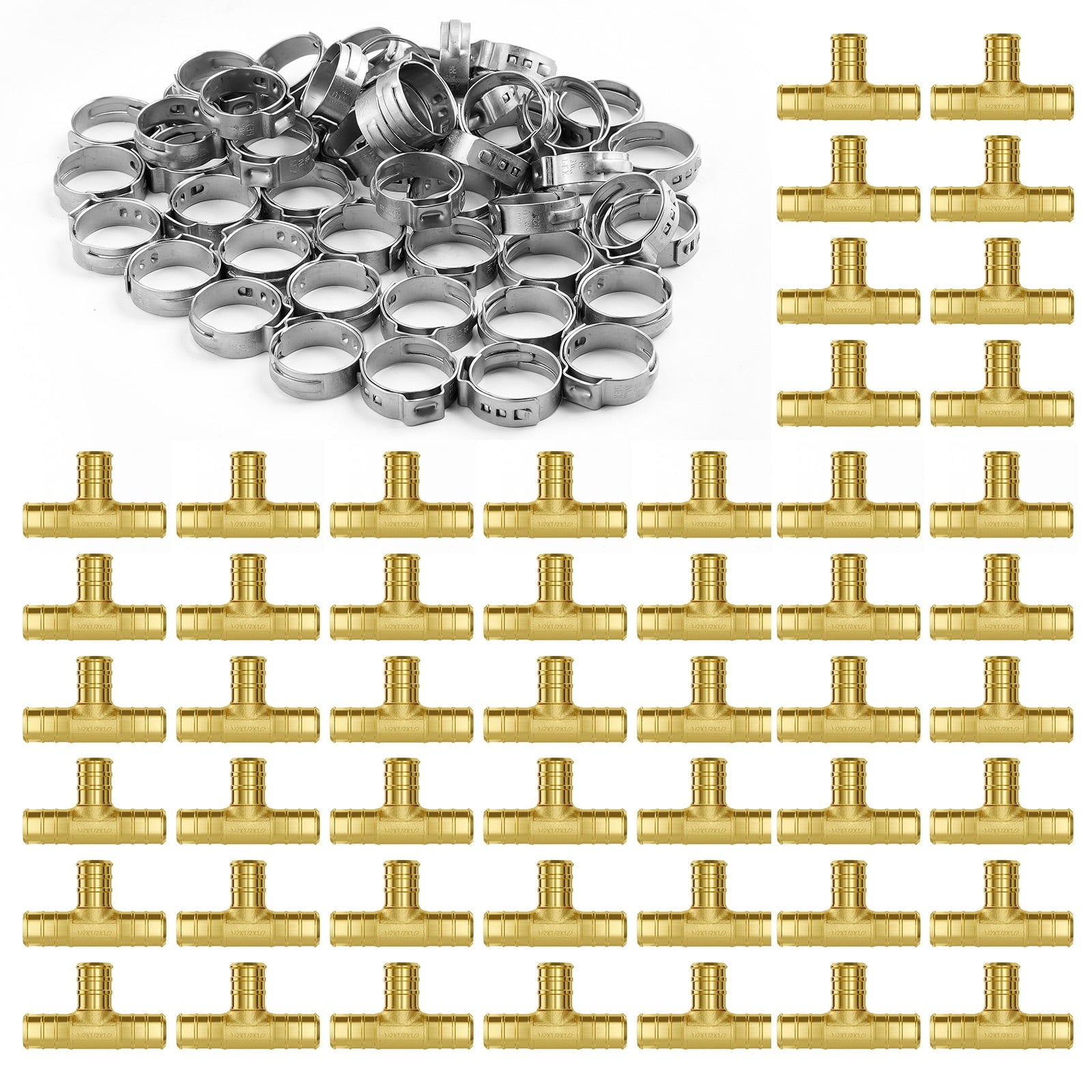 KFFKFF Pipe Fittings 1/2" 48X13X30.5 Mm Brass, 50PCS