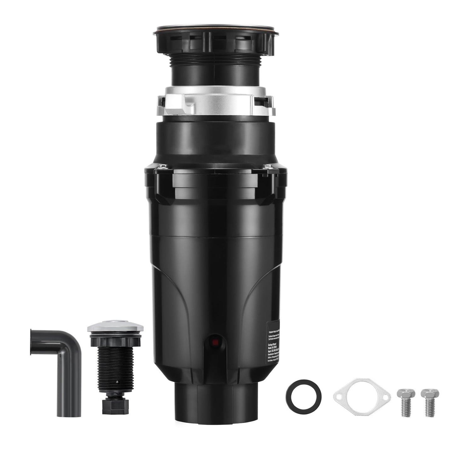 KFFKFF 1/2HP 3450RPM Continuous Feed Food Waste Disposer with Power Cord & Splash Guard for Kitchen Sinks, Efficient Grinding System
