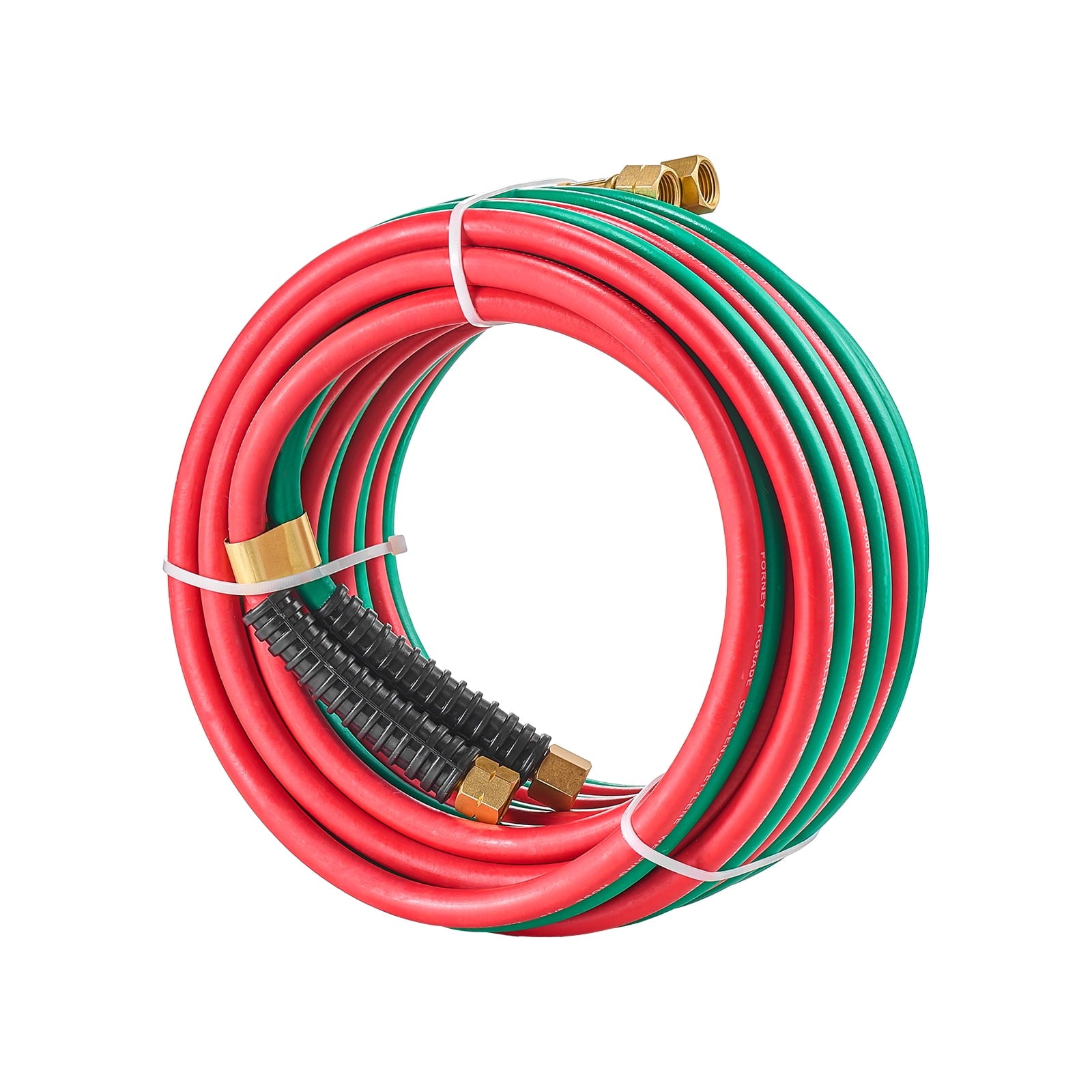 KFFKFF 1/4-Inch x 25FT Oxygen Acetylene Hose with 9/16"-18 LH/RH B Fittings, R Grade Twin Welding Hose, 300PSI Max Pressure for Cutting, Soldering, and Brazing