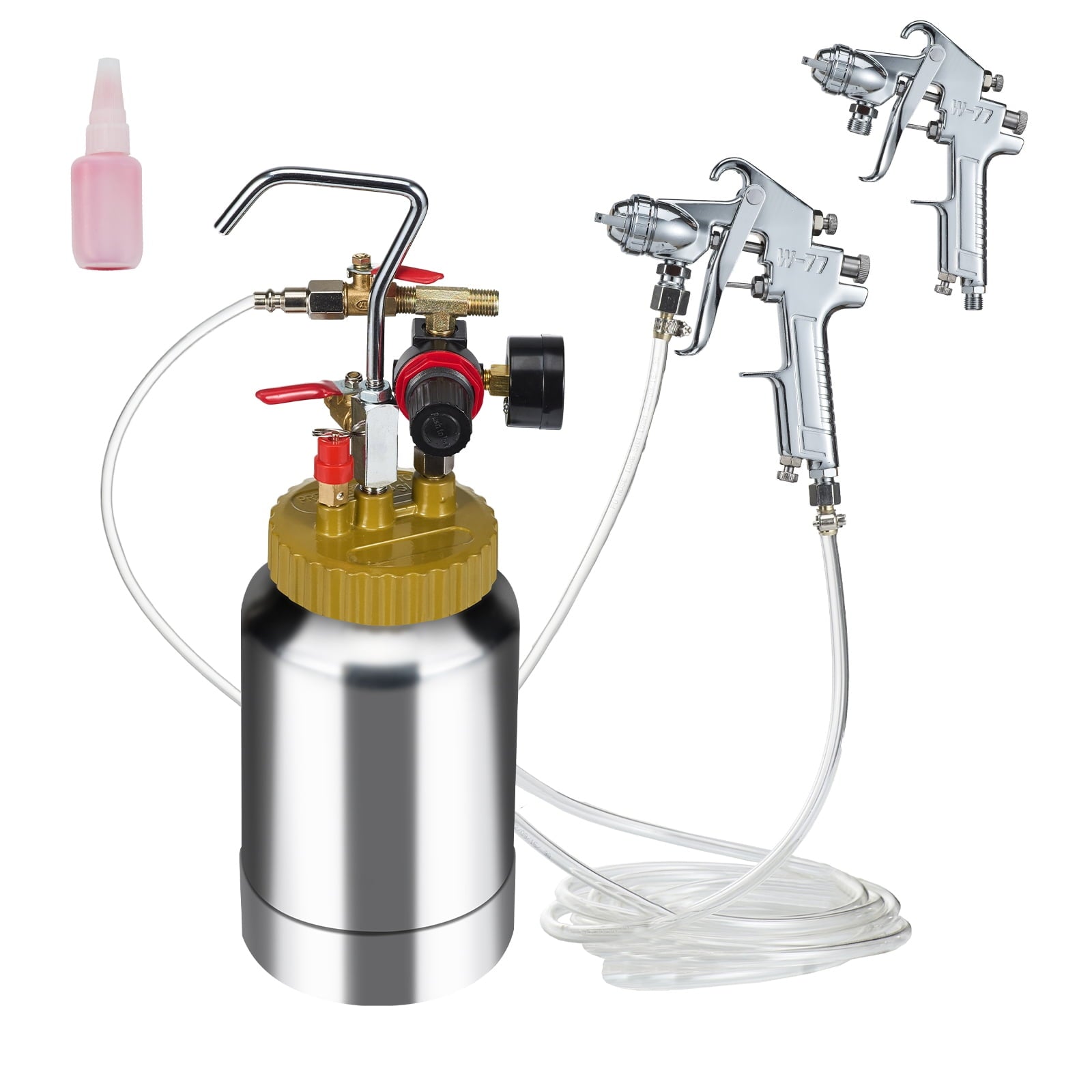 KFFKFF 1.8mm 2L/0.5 Gallon Spray Paint Pressure Tank Nozzle Spray Gun Hose Kit