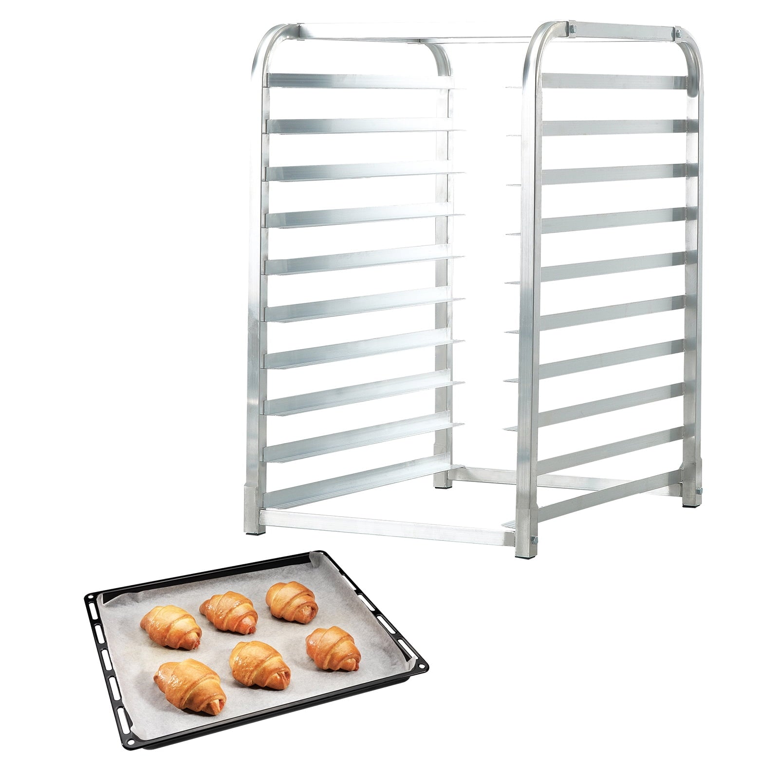 KFFKFF 10-Tier Aluminum Bakery Rack Highâ€‘grade aluminum alloy, 26x20.3x39 inches Silver