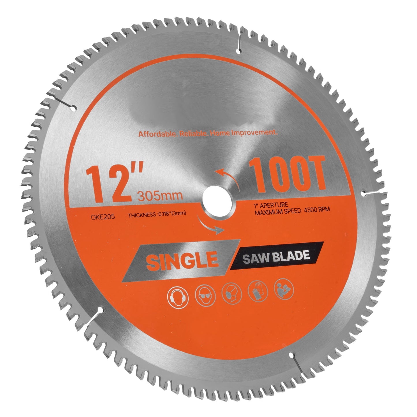 KFFKFF 12-Inch Circular Saw Blade, 100 Precision Alloy Teeth, 1-Inch Arbor, Smooth Finish, Aluminum Cutting Blade with Heat-Reducing Vents, Suitable for Steel and Metal Applications