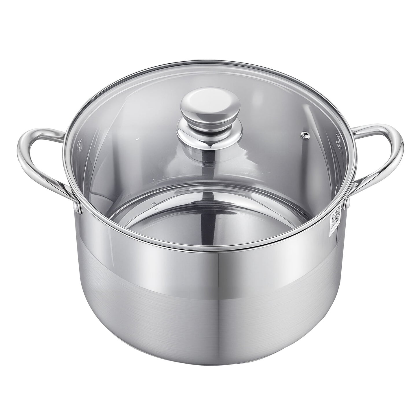 KFFKFF 12-Quart Stainless Steel Stock Pot with Glass Lid, PFOA-Free, PFAS-Free, Compatible with Gas, Induction, and Electric Stoves, Ideal for Soups, Stews, and Pasta