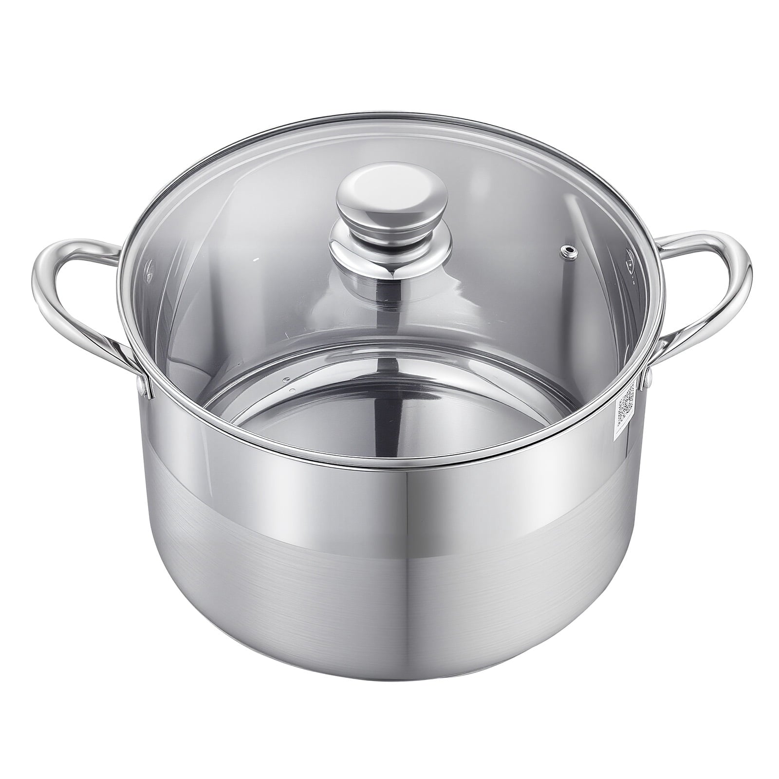 KFFKFF 12-Quart Stainless Steel Stock Pot with Glass Lid, PFOA-Free, PFAS-Free, Compatible with Gas, Induction, and Electric Stoves, Ideal for Soups, Stews, and Pasta