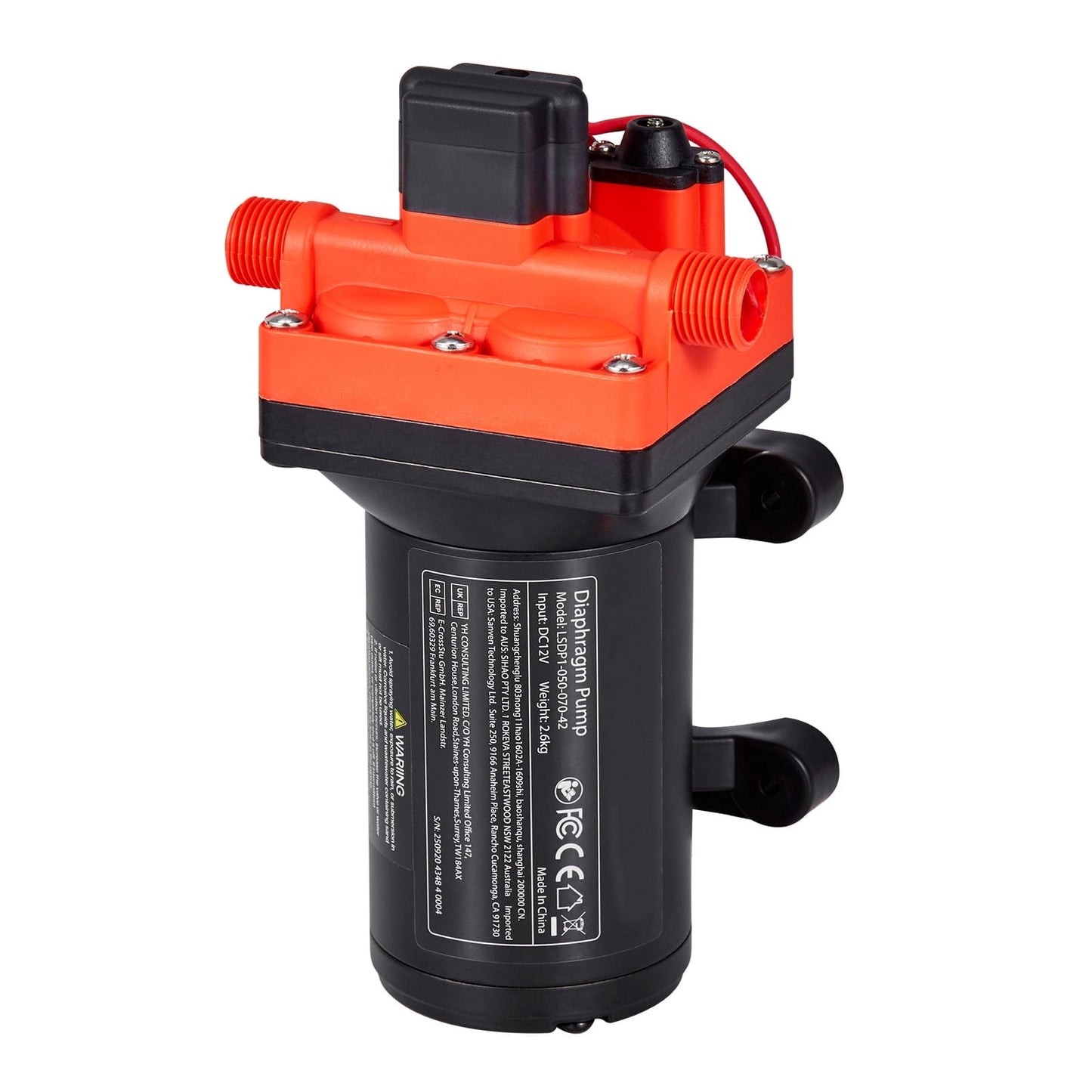 KFFKFF 4-Chamber Self-Priming 12V DC RV Diaphragm Water Pump LSDP1â€‘050â€‘070â€‘42 5 GPM Nylonâ€‘Glass Fiber