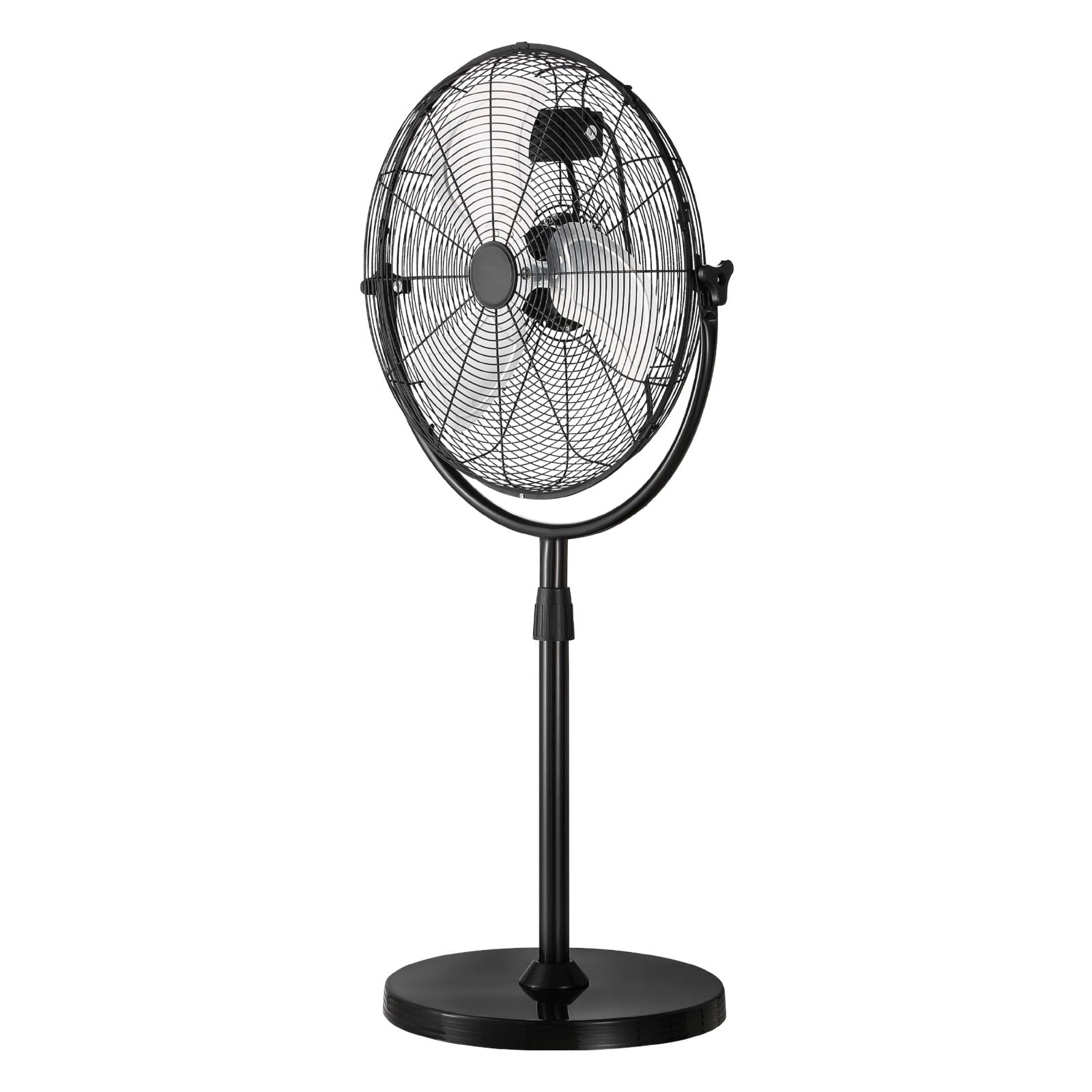 KFFKFF 18-Inch Industrial Pedestal Fan with Adjustable Height, Floor Fan with 3 Speed Settings, Powerful Airflow for Warehouses, Garages, Commercial and Residential Spaces, Black