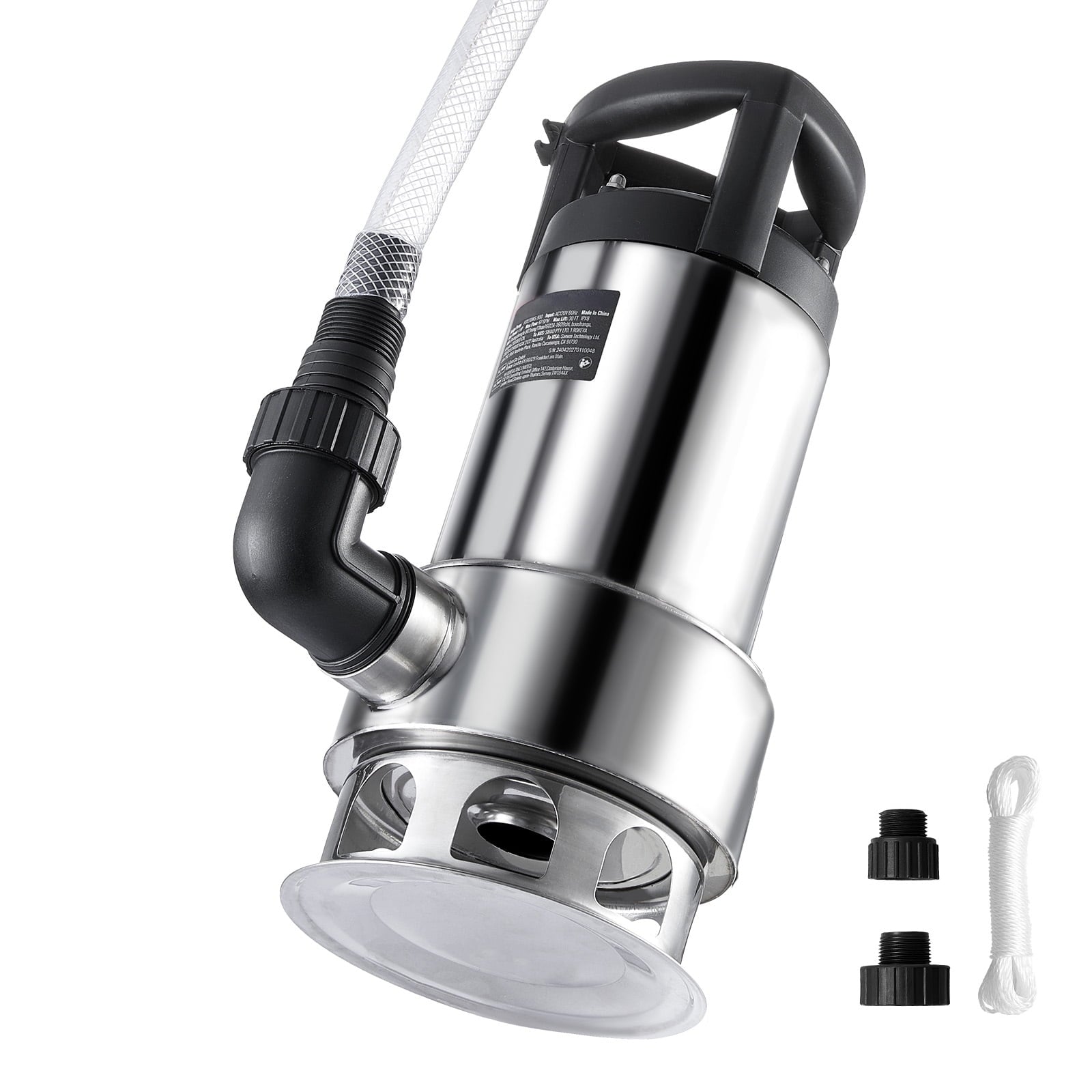 KFFKFF 1HP Submersible Pump, 4020GPH, 30FT Elevation, Stainless Steel for Clearing Water in Pools, Ponds, Basements, with 26FT Cord and Auto Float Switch