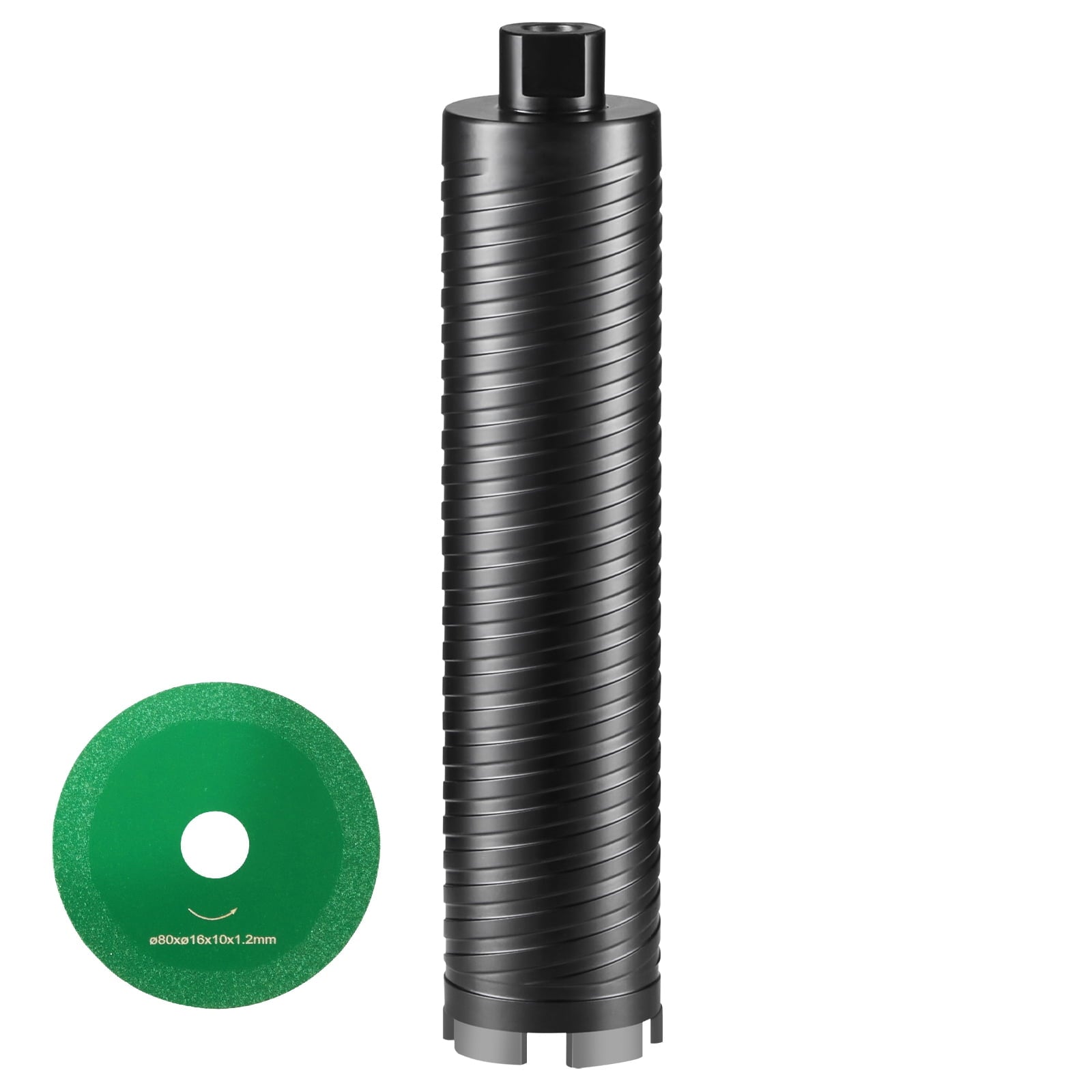KFFKFF 2.5" Wet/Dry Diamond Core Drill Bit for Brick, Block, and Concrete, Includes Pilot Bit Adapter and Saw Blade, 9.5" Drilling Depth, 5/8"-11 Inner Thread, Laser Welded