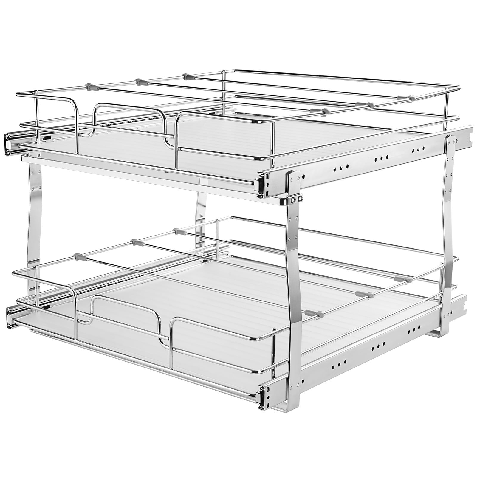 KFFKFF 2-Tier Pull-Out Cabinet Organizer, 17"Wx21"Dx15"H Sliding Storage Shelves, Durable Steel Roll-Out Drawers for Home, Fits 18.5"Wx22"Dx18"H Cabinet Installation