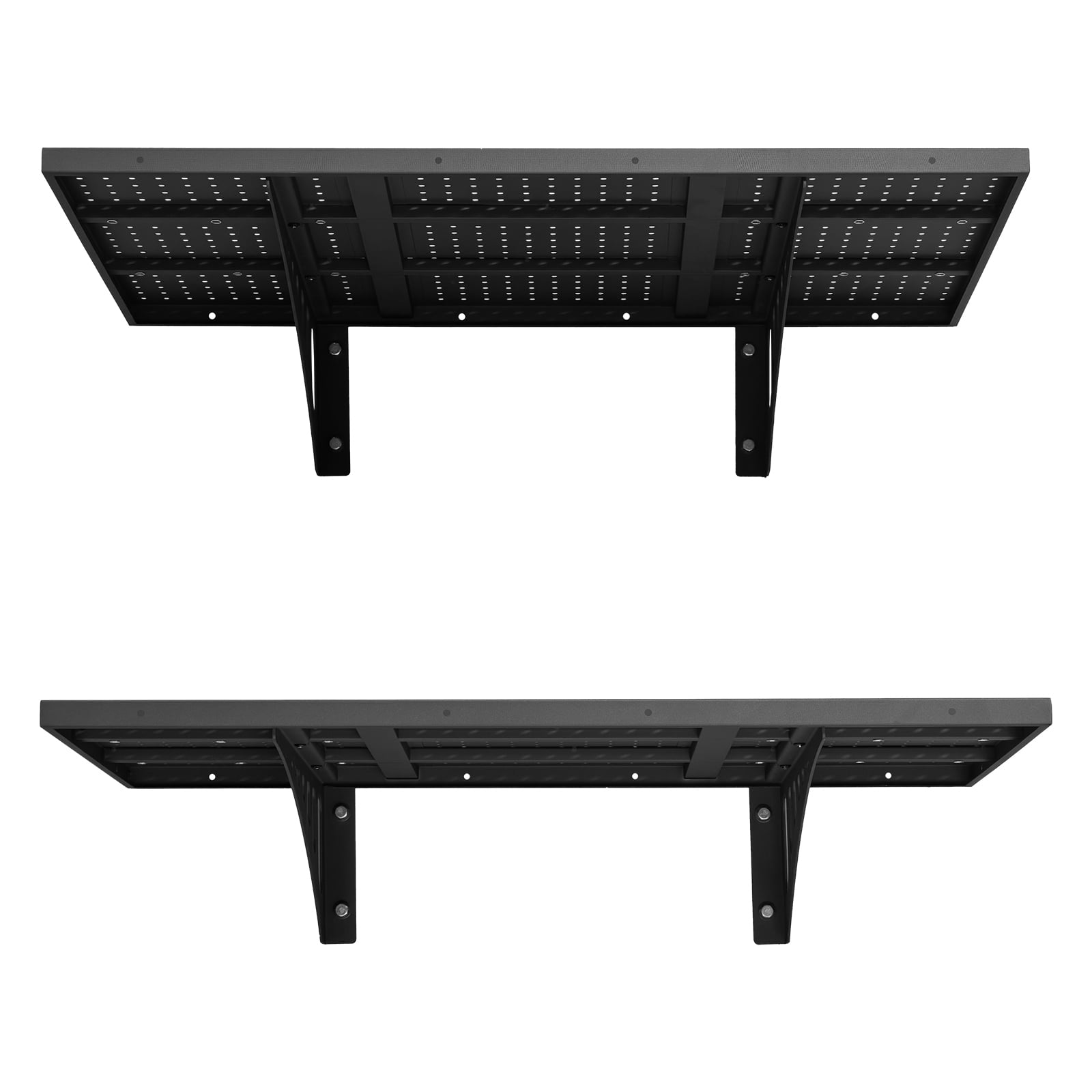 KFFKFF 2-Tier Wall-Mounted Garage Shelving, 2 x 3 ft Steel Storage Unit, 12 x 72 Inch Per Shelf Metal Rack with 560 lbs Total Capacity, Black