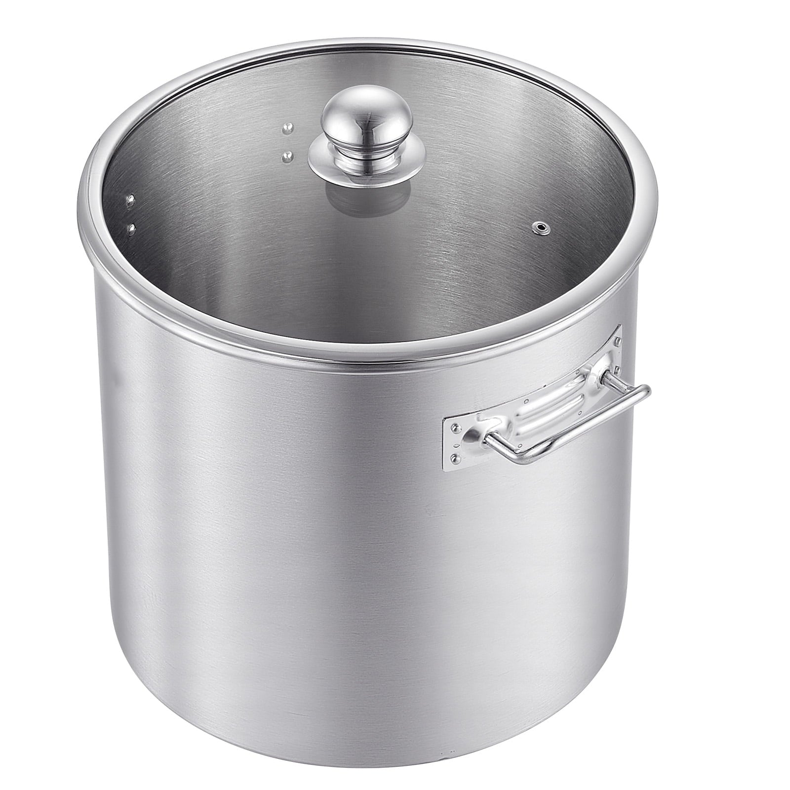 KFFKFF 21-Quart Stainless Steel Stock Pot with Glass Lid, PFOA-Free and PFAS-Free, Suitable for Gas, Induction, and Electric Stoves, Ideal for Cooking Soups, Stews, and Pasta