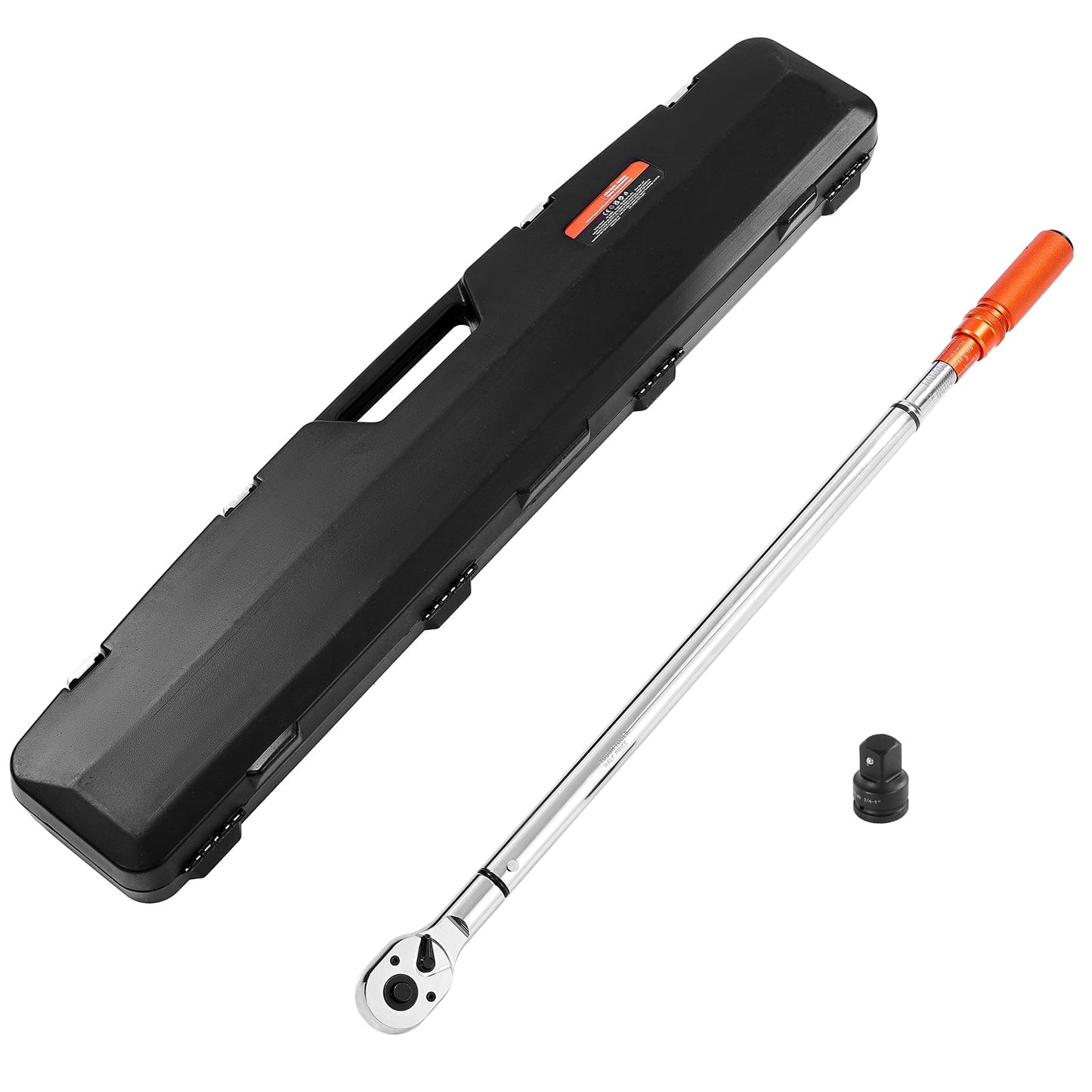 KFFKFF 3/4 Inch Drive Click Torque Wrench, 100-600 lbf-ft / 136-814 N.m, Dual-Direction Tool with Dual Range Scales, 48-Tooth Design, Â±3% Accuracy, Alloy Steel Construction for Vehicle Maintenance