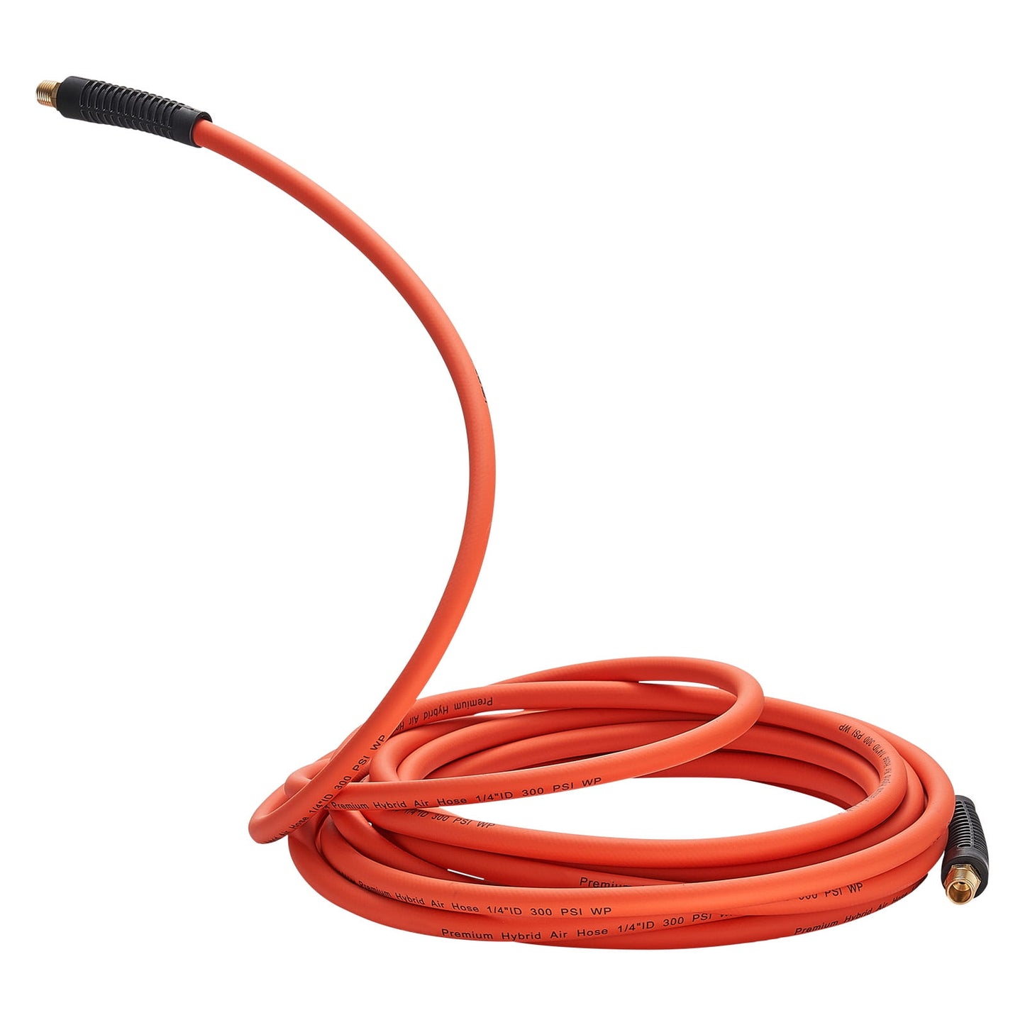 KFFKFF 3/8'' x 50ft Hybrid Air Hose, Lightweight and Flexible, Kink-Resistant Pneumatic Hose with 1/4 inch Solid Brass Male Fittings, Durable Three-Layer Design, 300 PSI