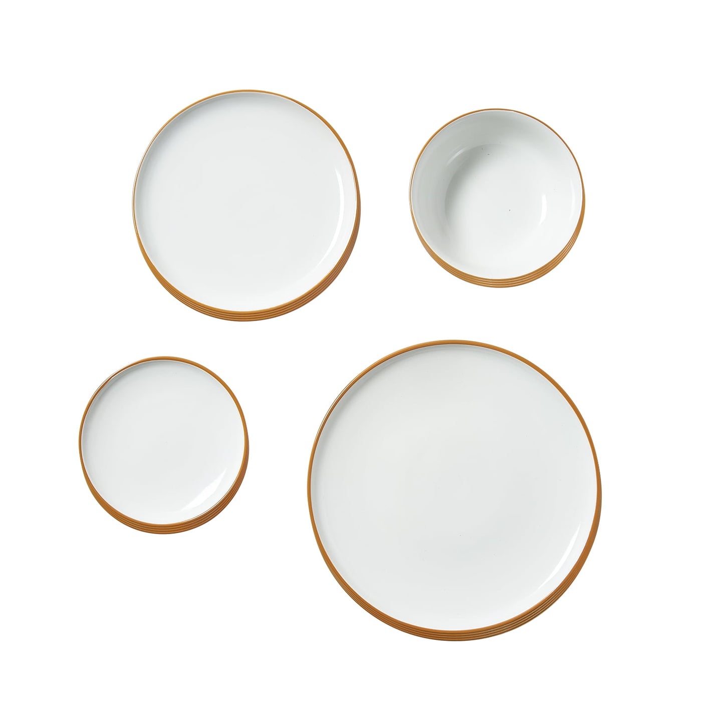 KFFKFF 32-Piece Dinnerware Set for 8, Round Ceramic Plates and Bowls, Scratch-Resistant and Dishwasher Safe, Microwave-Friendly Dish Set for Salad, Soup, Pasta, and Desserts, White