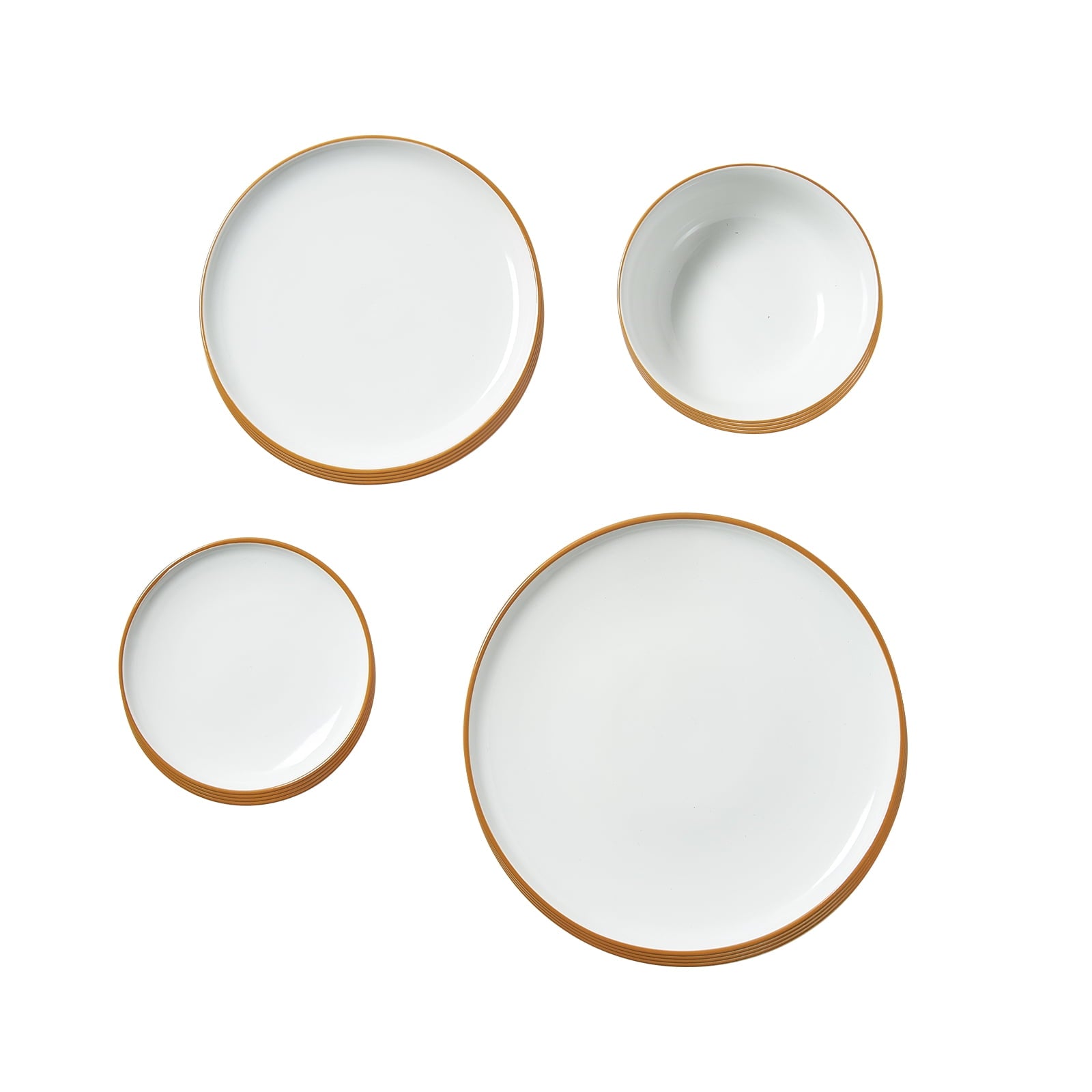KFFKFF 32-Piece Dinnerware Set for 8, Round Ceramic Plates and Bowls, Scratch-Resistant and Dishwasher Safe, Microwave-Friendly Dish Set for Salad, Soup, Pasta, and Desserts, White