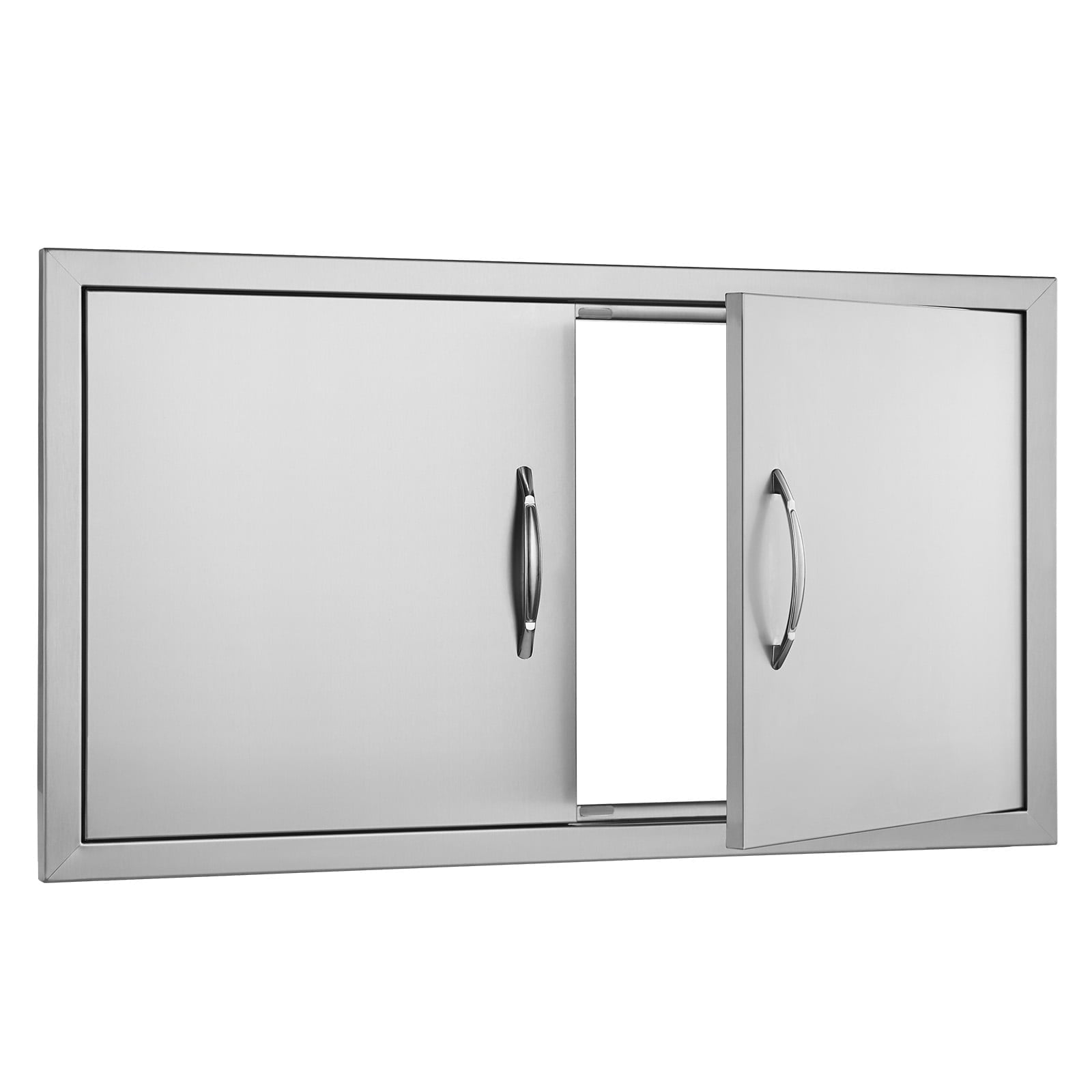 KFFKFF 34W x 19H Inch Double BBQ Access Door, Stainless Steel Outdoor Kitchen Door, Flush Mount Design with Handles, Suitable for BBQ Islands, Grilling Stations, and Outdoor Cabinets