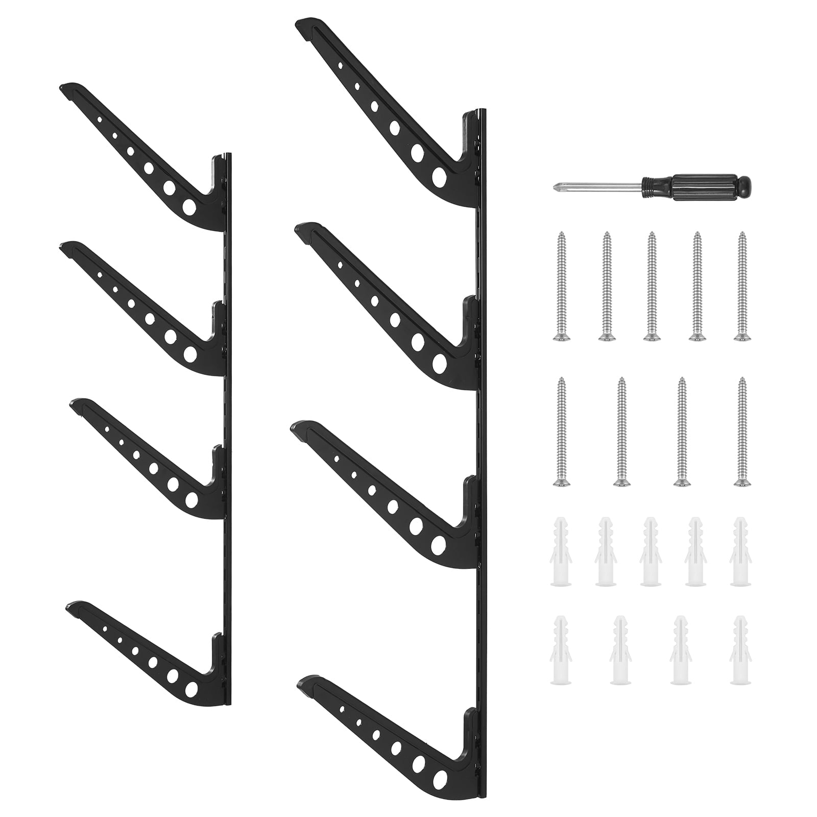 KFFKFF Surfboard Rack 4-Tier Wall-Mounted Metal Adjustable Storage Organizer Carbon