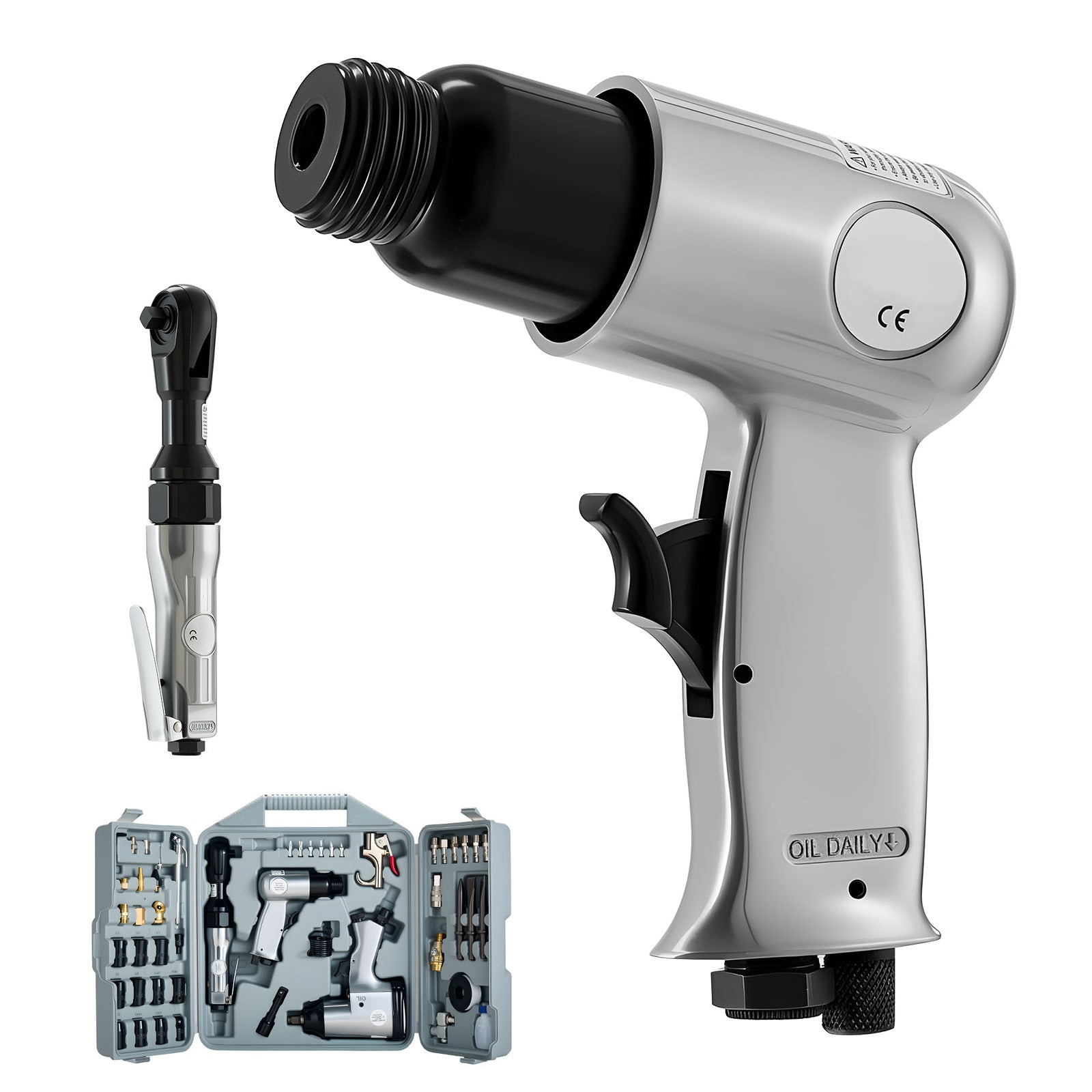 KFFKFF 50-Piece Professional Air Tool and Accessory Set - Includes 1/2" Impact Wrench, 3/8" Ratchet Wrench, 4500 BPM Hammer, Blow Gun, and Comprehensive Accessories for Automotive Repairs and DIY
