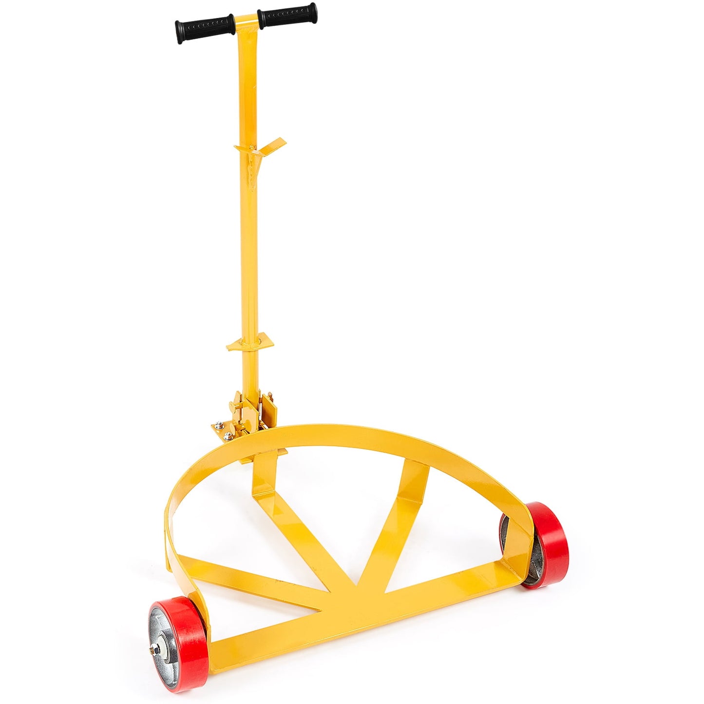 KFFKFF 55 Gallon Drum Dolly, 1200 lbs Capacity, Steel Barrel Cart with Adjustable Handle and 3 Wheels, Durable Low-Profile Design for Workshop, Factory, and Warehouse Use