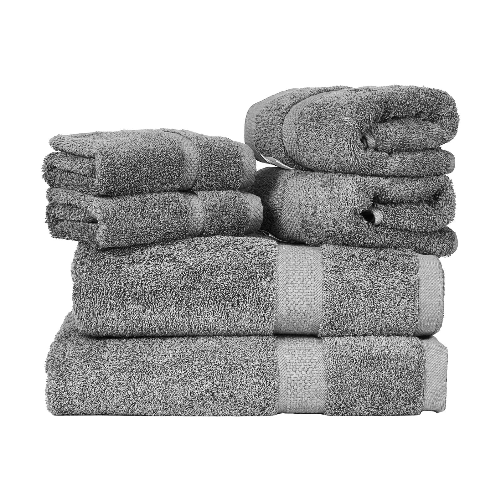 KFFKFF 6-Piece Cotton Towel Set, 600 GSM Towels for Bathroom, Includes 2 Bath Towels, 2 Hand Towels, and 2 Washcloths, Absorbent and Fast-Drying Towels for Home, Gym, Hotel, and Spa