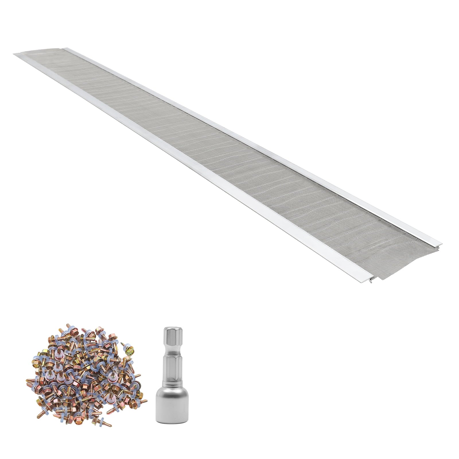 KFFKFF 6-inch Aluminum Gutter Cover with Stainless Steel Micro Mesh, Durable 48ft Length,0.04in Thickness, Protects Against Debris and Pine Needles, Simple DIY Installation, Includes Screws,Set of 12