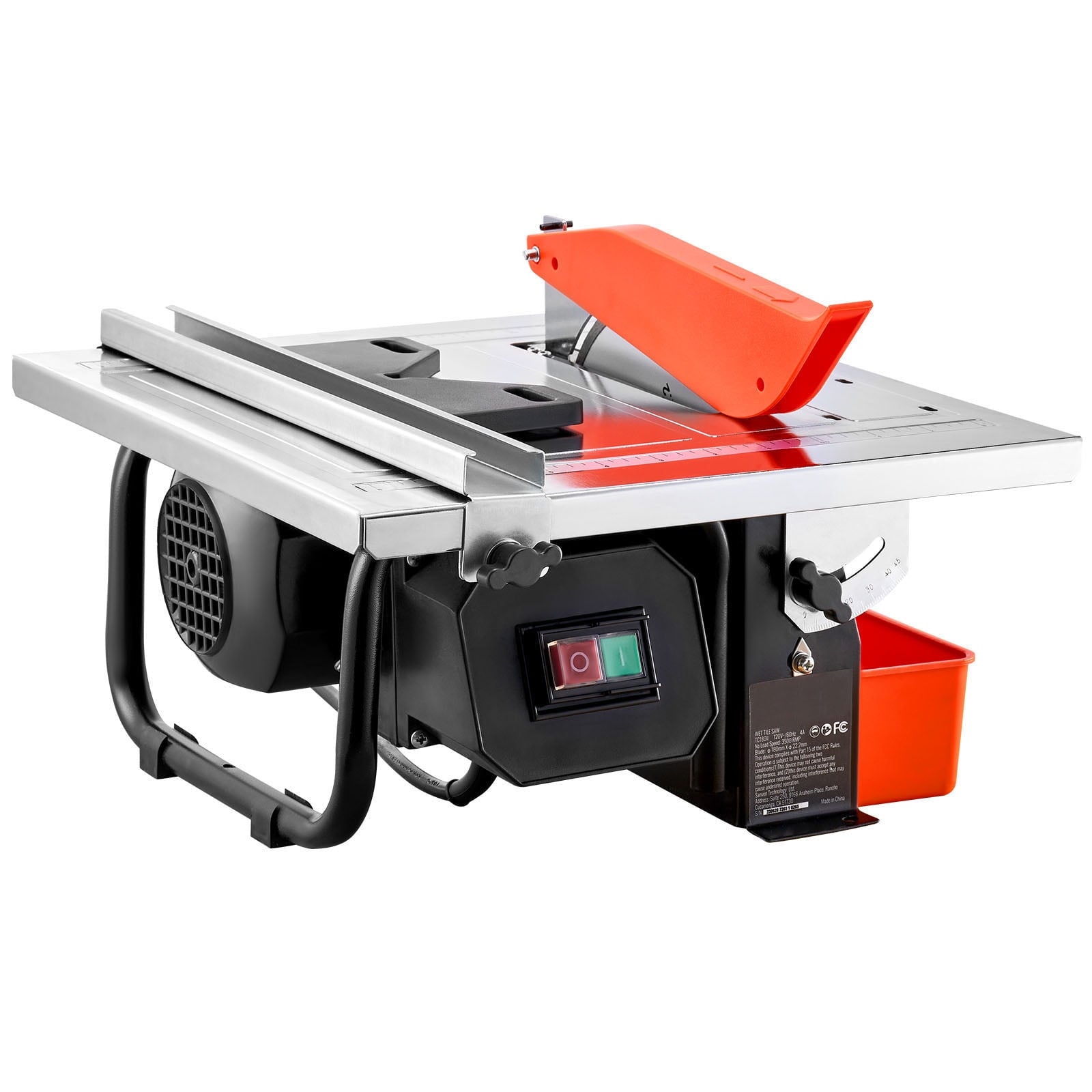 KFFKFF 7-inch Wet Tile Saw with Steel Blade, 3500 RPM Motor, Water Reservoir, Adjustable Miter Angle (0-45Â°) for Cutting Tiles and Stones, Ideal for DIY Projects