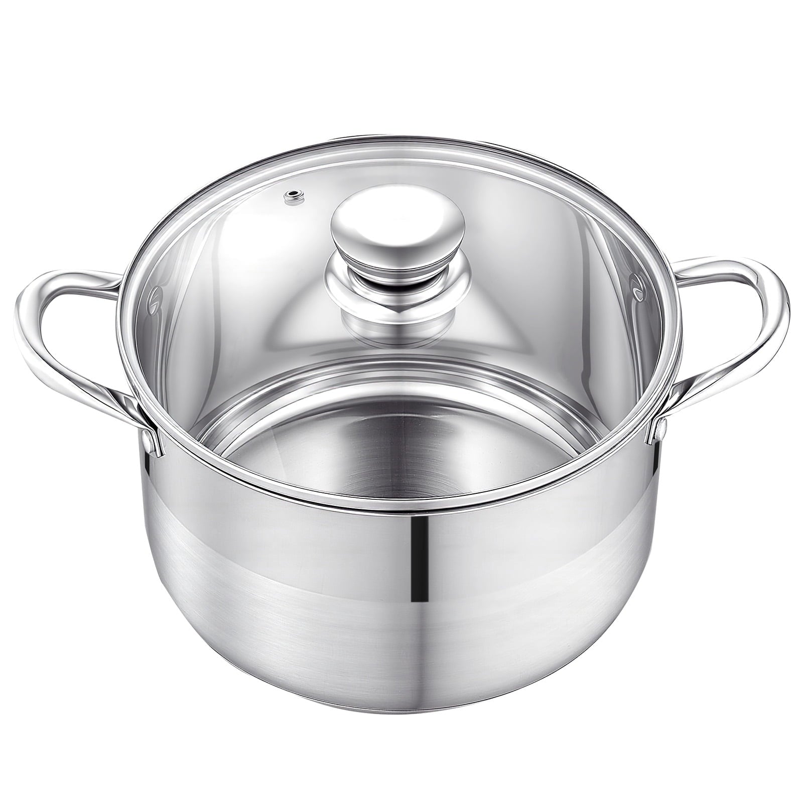 KFFKFF 8-Quart Stainless Steel Stock Pot with Glass Lid, PFOA & PFAS-Free, Suitable for Gas, Induction, and Electric Stoves, Ideal for Cooking Soups, Stews, and Pasta