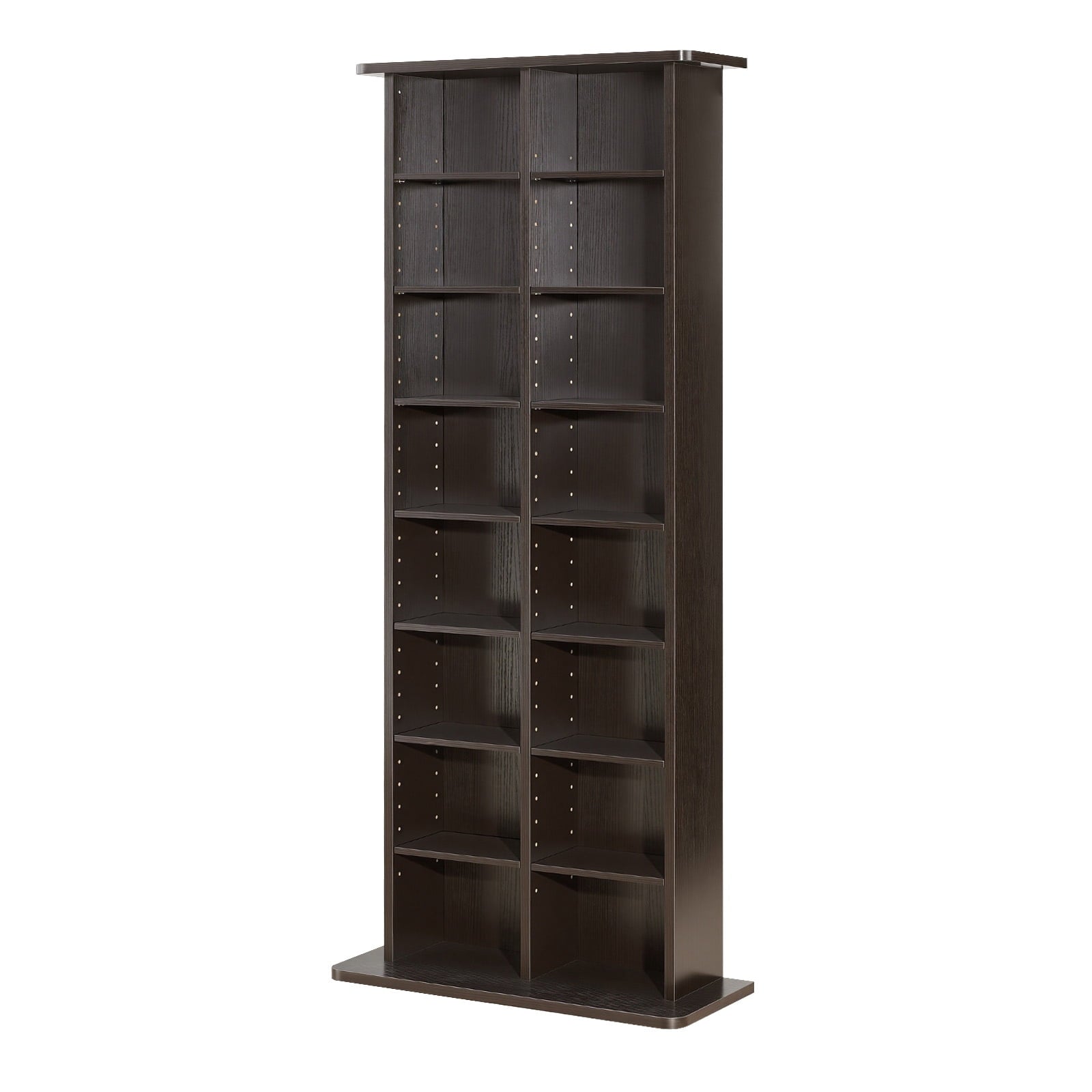 KFFKFF 8-Tier Media Storage Cabinet, 22.01 x 8.74 x 50.98 in Organizer for DVDs, CDs, Books, and Games, Multimedia Shelf for Living Room, Office, or Recording Space