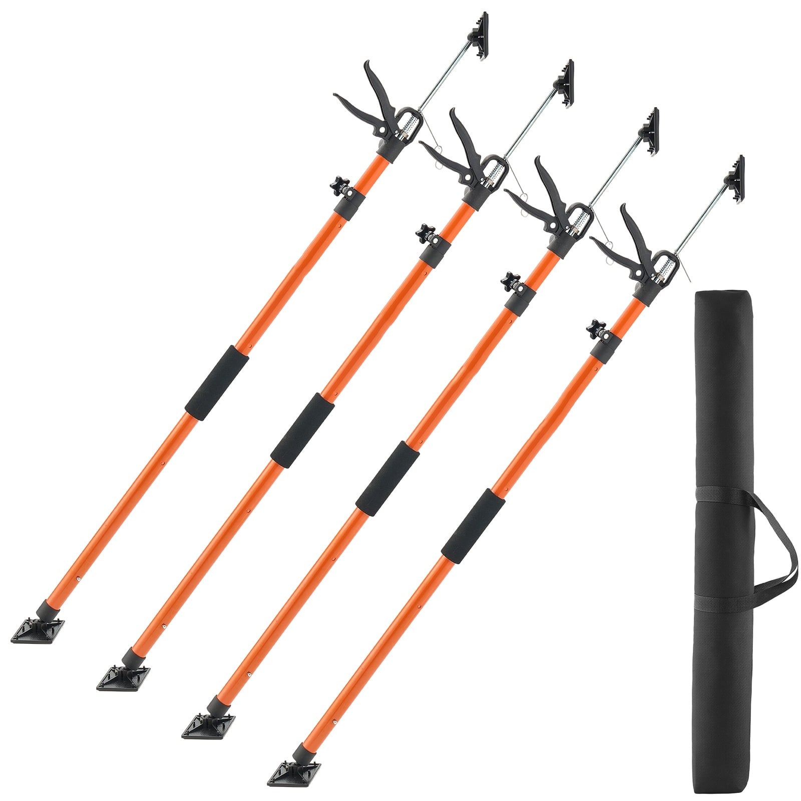 KFFKFF Adjustable Cabinet Support Poles, 4-Pack, 45.7-114.2 Inch Steel Telescopic Rods, Quick Support System with 154 lbs Capacity for Cabinet Installation, Drywall Lifting, and Cargo Stabilization