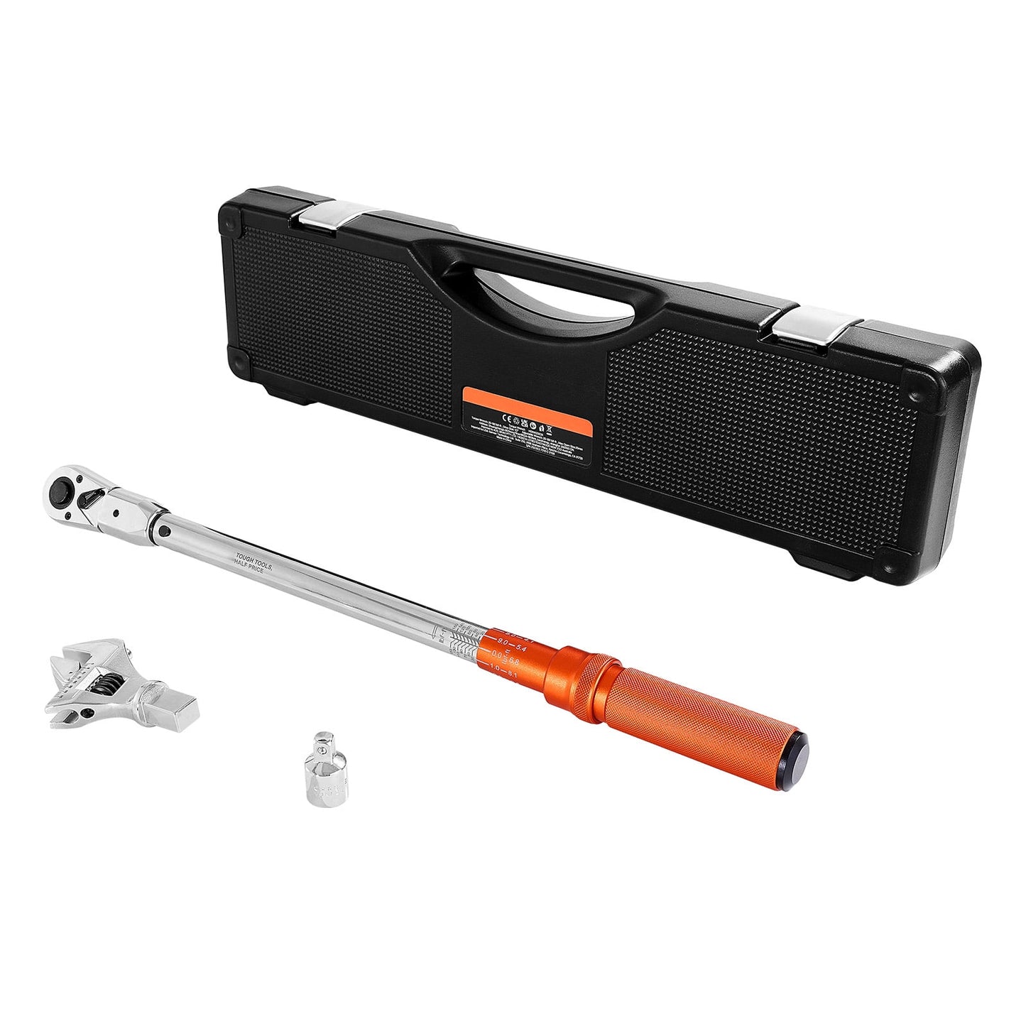 KFFKFF Adjustable Click Torque Wrench, 1/2 Inch Drive, 20-160 lbf-ft/27.1-216.8 N.m, Dual-Direction with Dual Range Scales, 72-Tooth Design, Â±2% Accuracy, Includes Adapter, Interchangeable Jaw