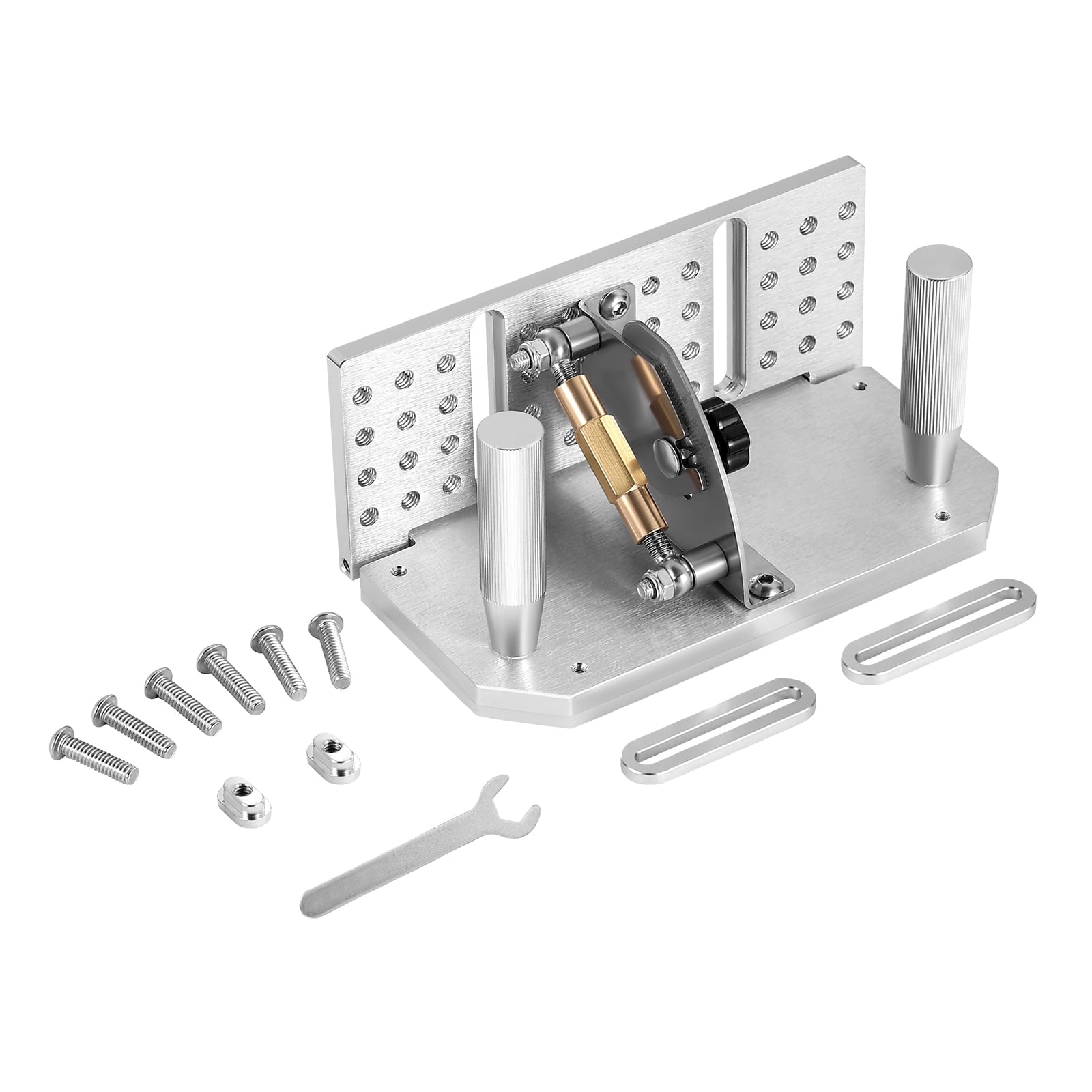 KFFKFF Adjustable Knife Sharpening Jig for Belt Grinders, 85Â° - 115Â° Angle Range with Dual Handles, 7.68" Locator Compatible with Bench Grinders and Sharpening Tools