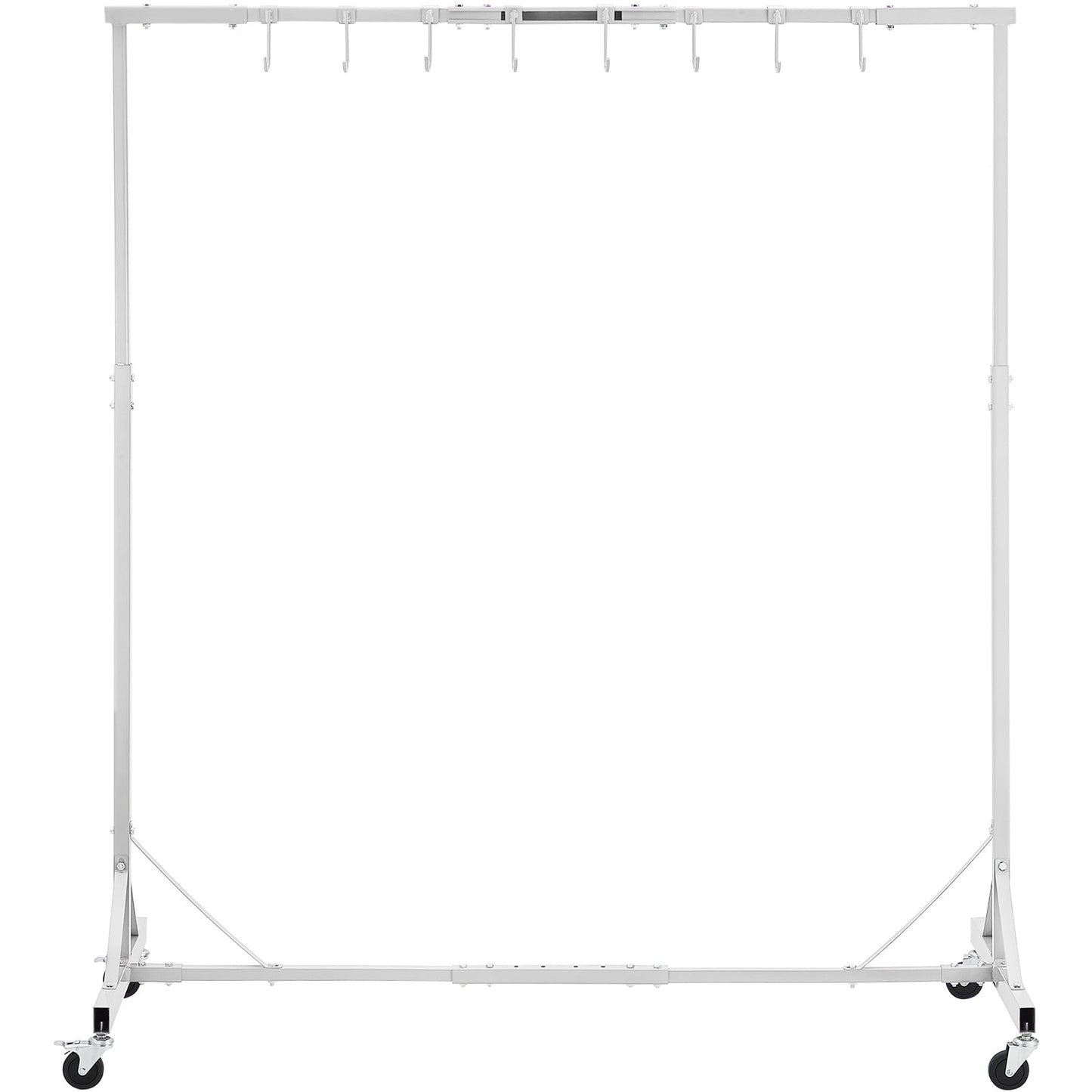 KFFKFF Adjustable Painting Rack, 5 ft-7 ft Height, 66 lbs Load Capacity, Automotive Paint Stand with 8 Hooks and 4 Rotating Wheels, Drying Rack for Auto Repair Shops and Garages