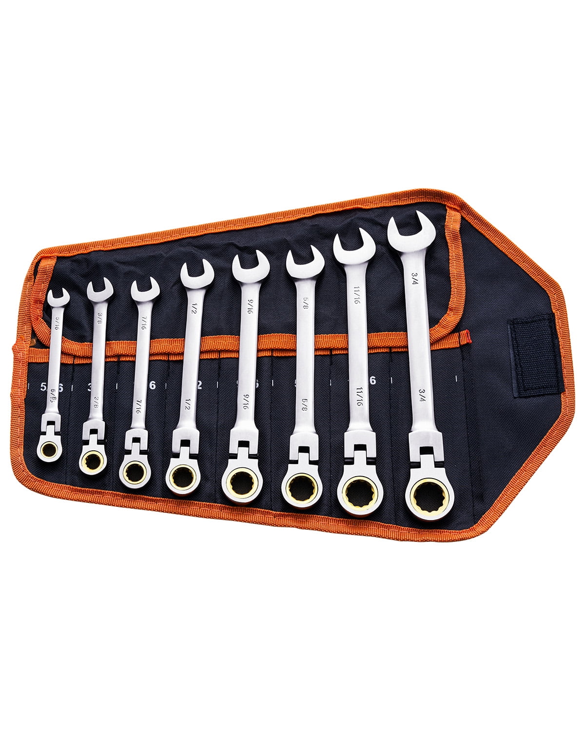 KFFKFF Combination Wrench Set, 8-piece Combo Wrench Collection with Portable Bag, Chromium-Vanadium Steel Versatile Ratchet Wrench Set SAE 5/16" to 3/4"