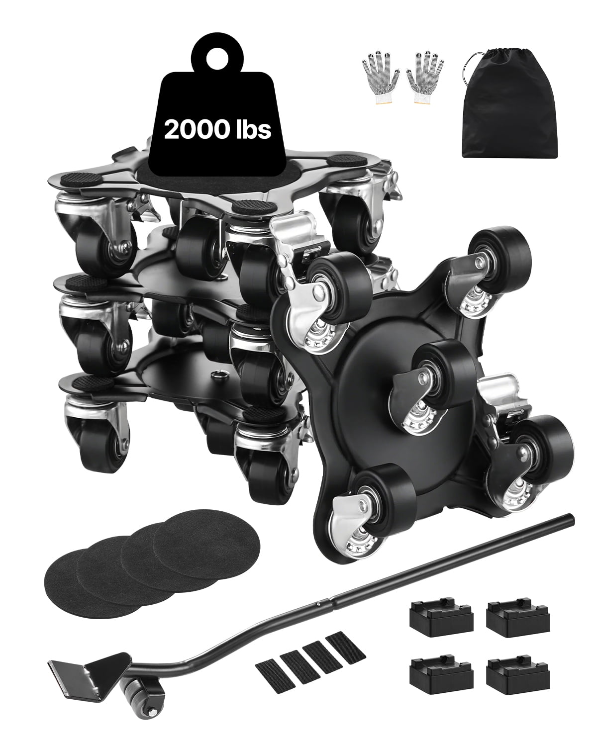 KFFKFF Appliance Mover, 1200 lbs Max Capacity, Robust Furniture Shifting Equipment with 5 Omni-directional Wheels, Carbon Steel Base, Furniture Elevation and Sliding Kit for Domestic Appliances