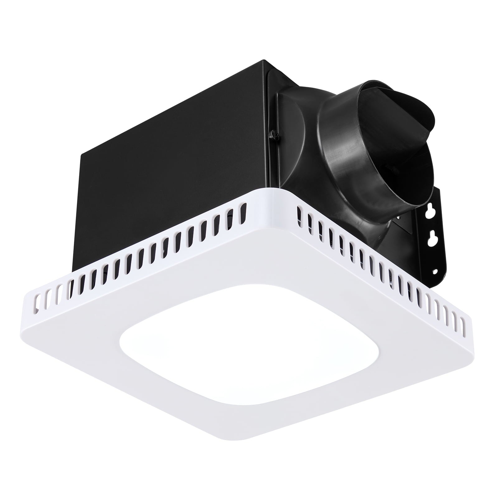 KFFKFF Bathroom Exhaust Fan with LED Light, Adjustable 80-110-130 CFM Ventilation, Low-Noise 1.5 Sones, Durable AC Motor Ceiling Fan for Laundry, Storage, and Home Use, White
