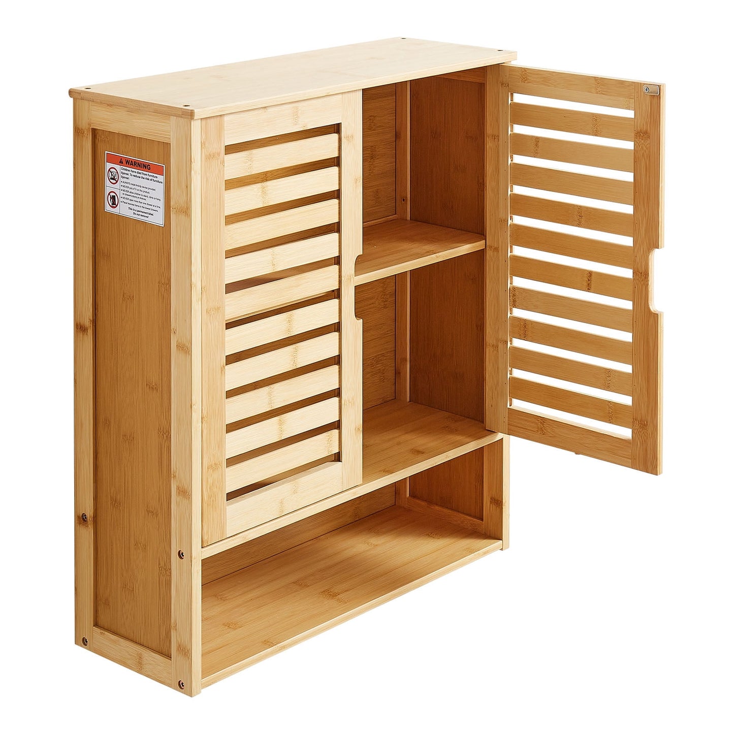 KFFKFF Bathroom Wall Cabinet with 2 Doors and Adjustable Shelf, Wall-Mounted Organizer for Over-the-Toilet Storage, Medicine Cabinet with Shelves and Open Partition for Kitchen, Laundry Room